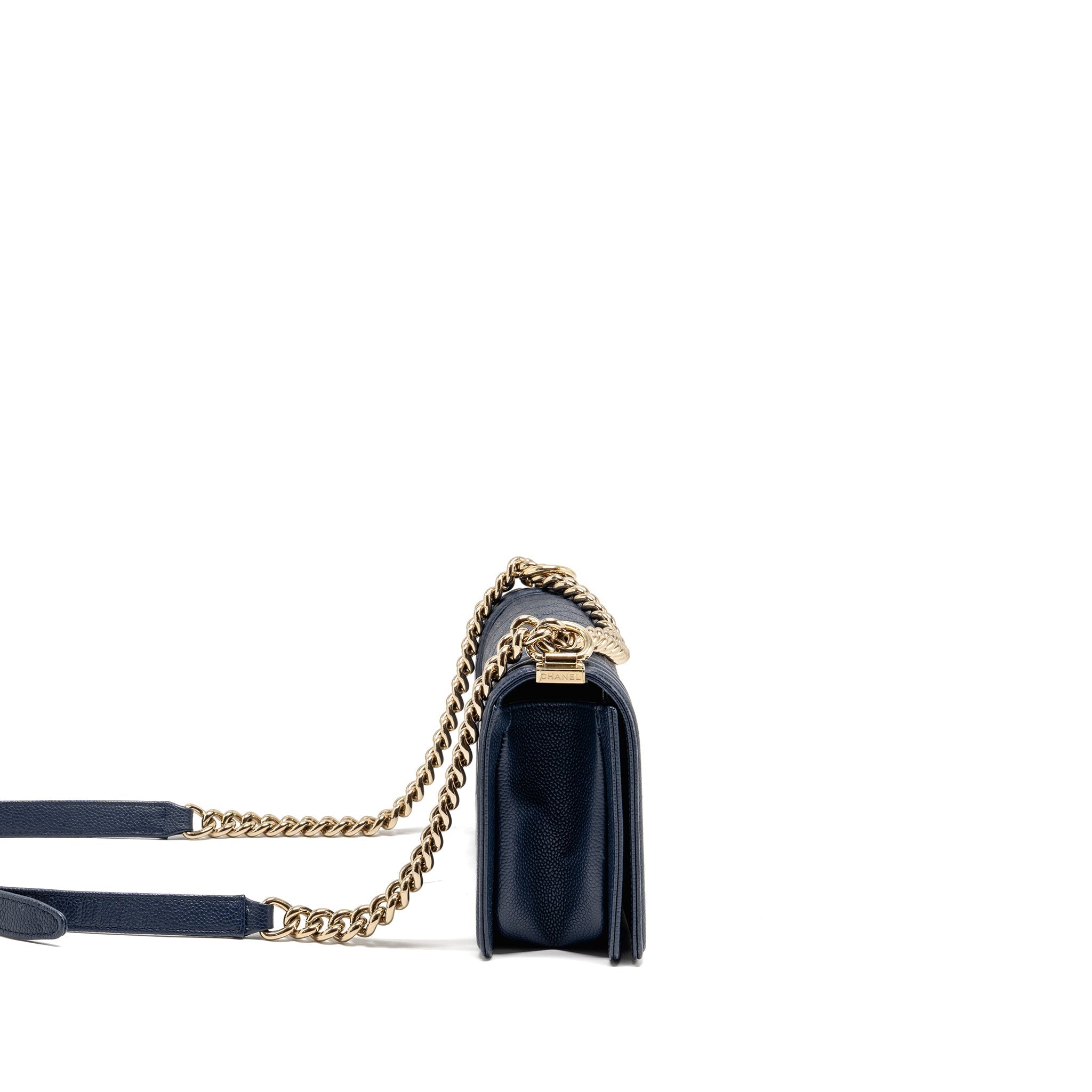 CHANEL MEDIUM BOY BAG CAVIAR NAVY LGHW