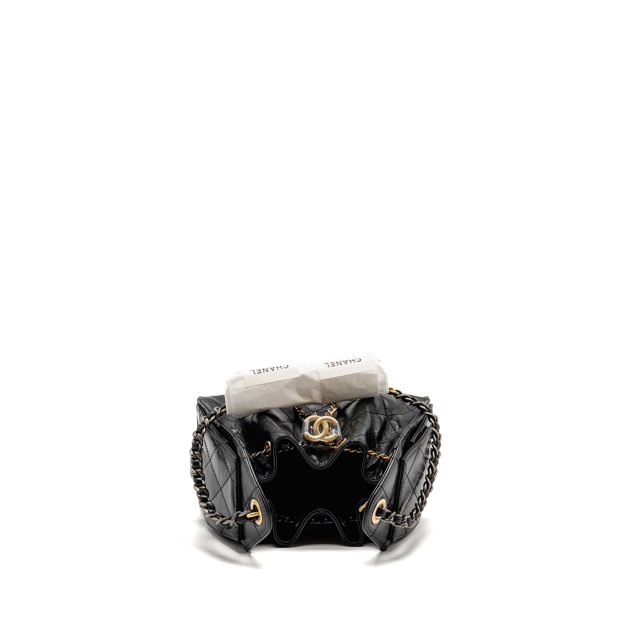 CHANEL MINI 25 BAG AGED CALFSKIN BLACK MULTICOLOUR HARDWARE (MICROCHIP)