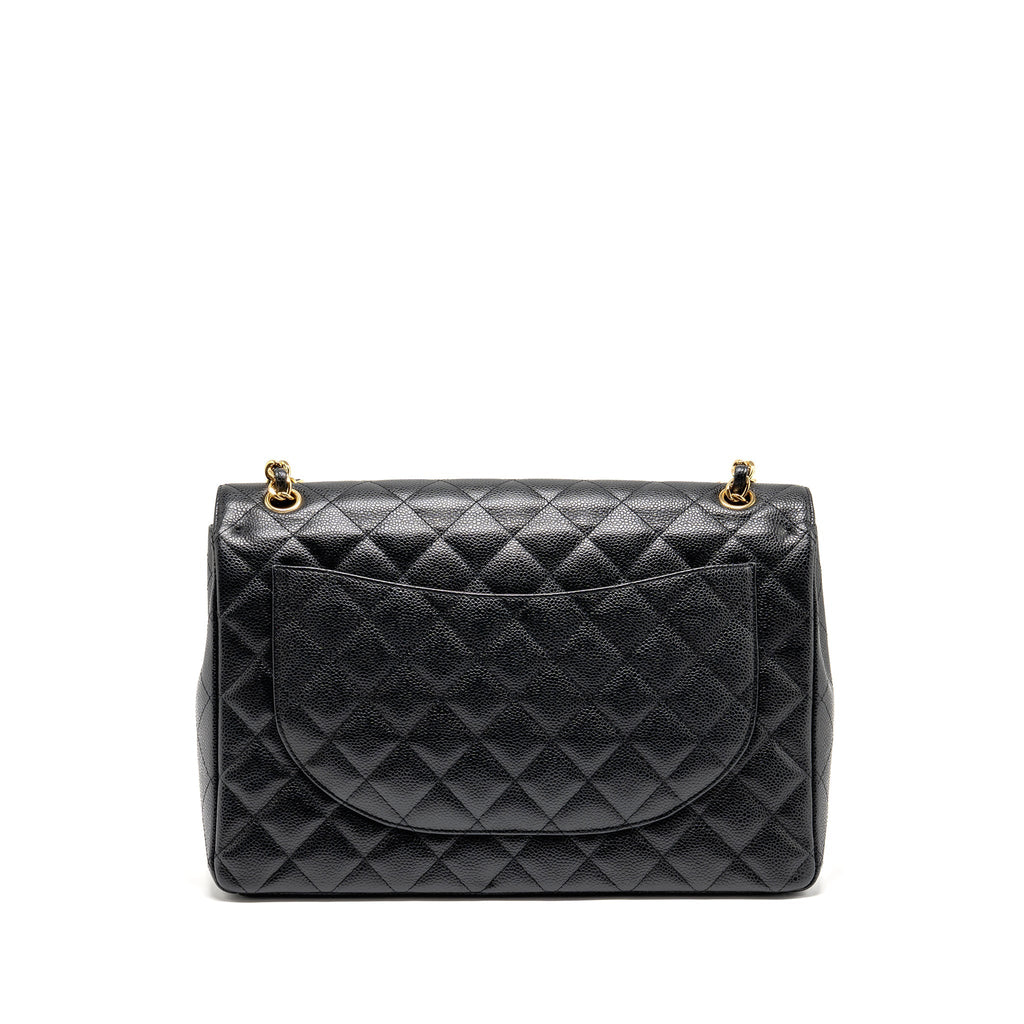 CHANEL MAXI CLASSIC DOUBLE FLAP BAG CAVIAR BLACK GHW