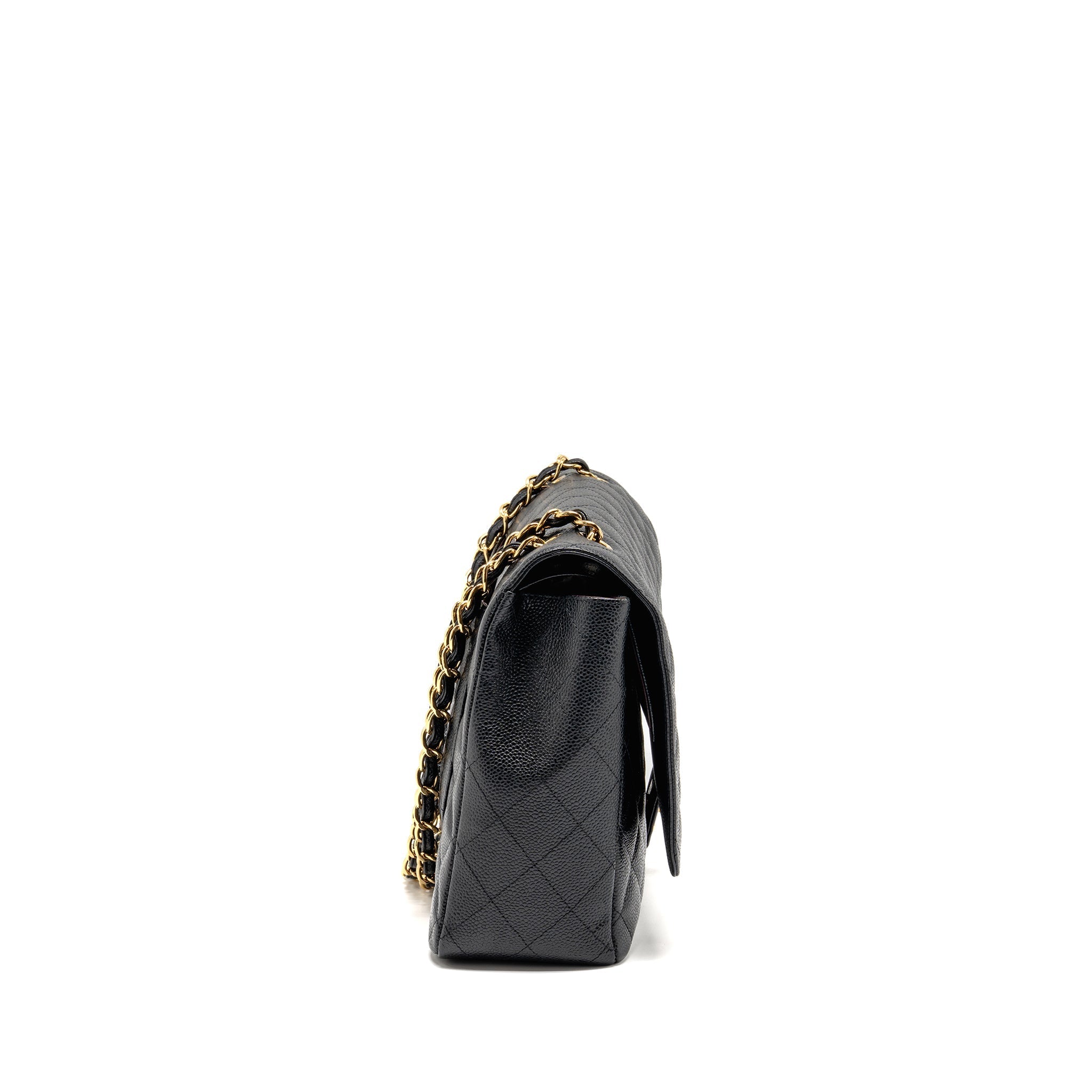 CHANEL MAXI CLASSIC DOUBLE FLAP BAG CAVIAR BLACK GHW