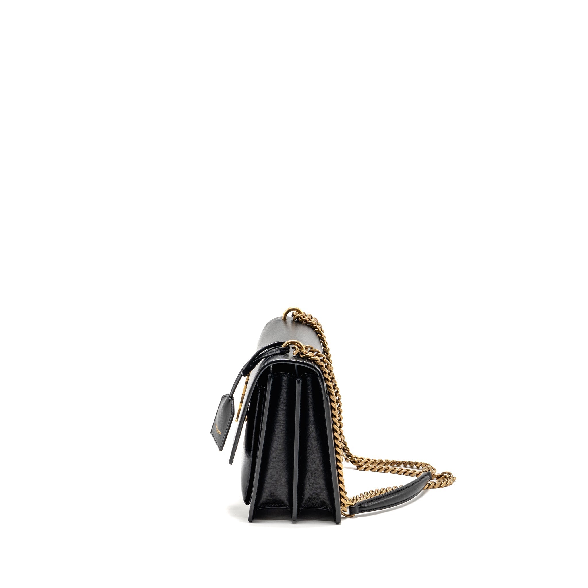 SAINT LAURENT/YSL MEDIUM SUNSET BAG SMOOTH LEATHER BLACK GHW