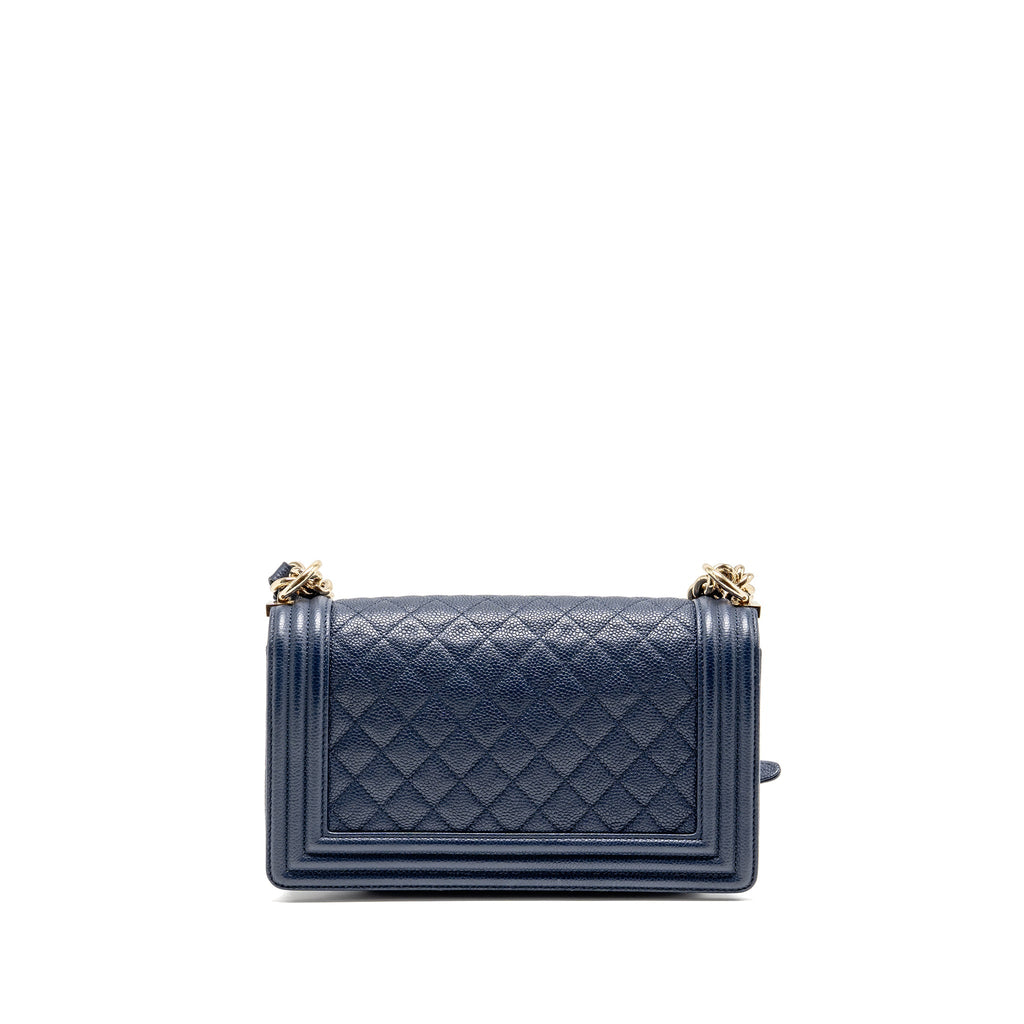 CHANEL MEDIUM BOY BAG CAVIAR NAVY LGHW