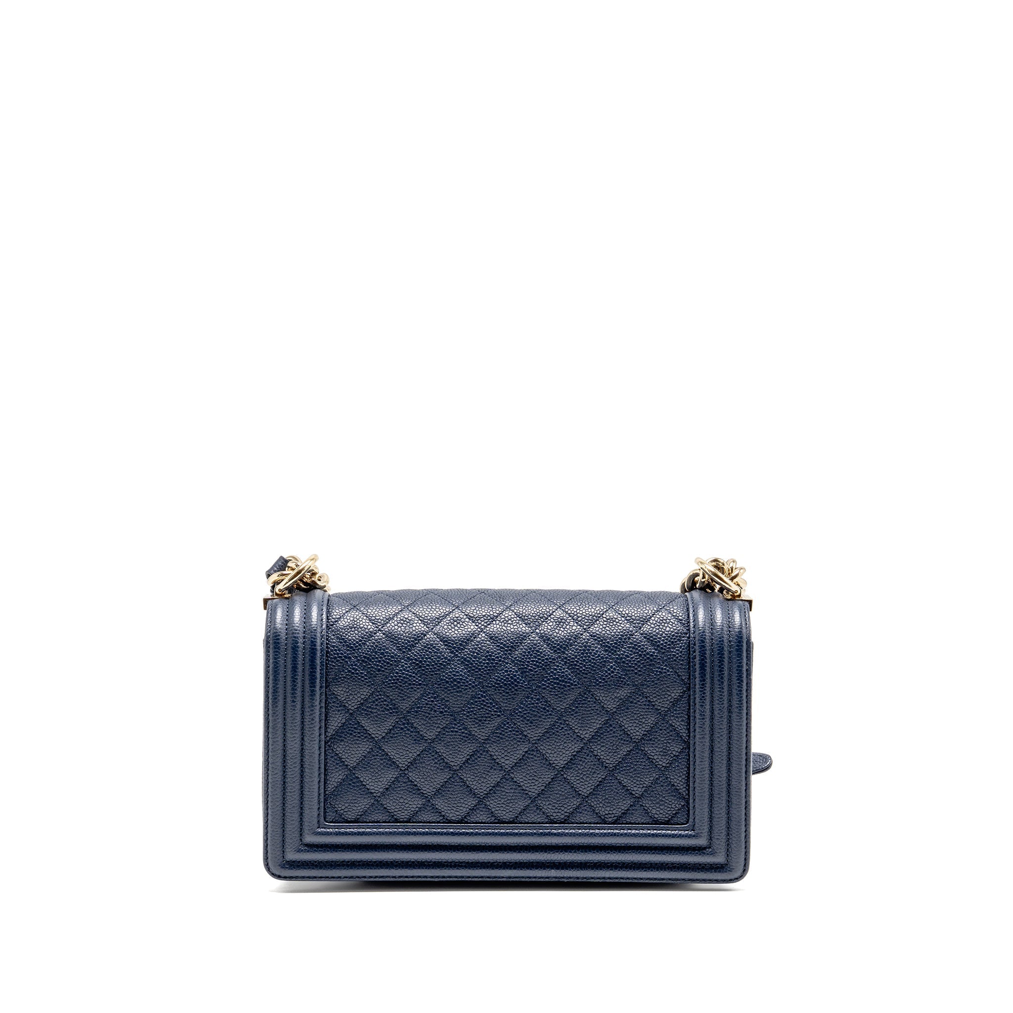 CHANEL MEDIUM BOY BAG CAVIAR NAVY LGHW