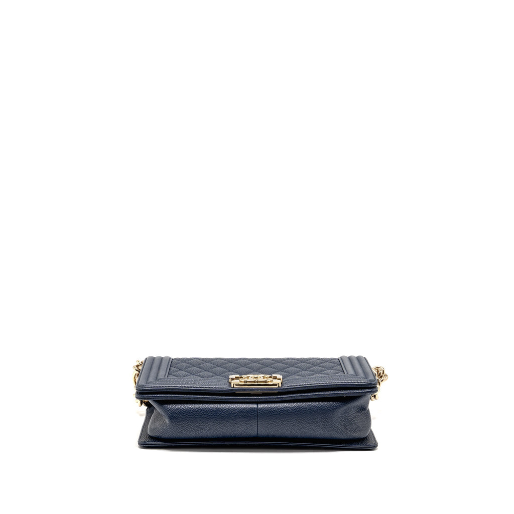 CHANEL MEDIUM BOY BAG CAVIAR NAVY LGHW