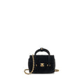 CHANEL MINI BOWLING CLUTCH WITH CHAIN VELVET BLACK GHW (MICROCHIP)