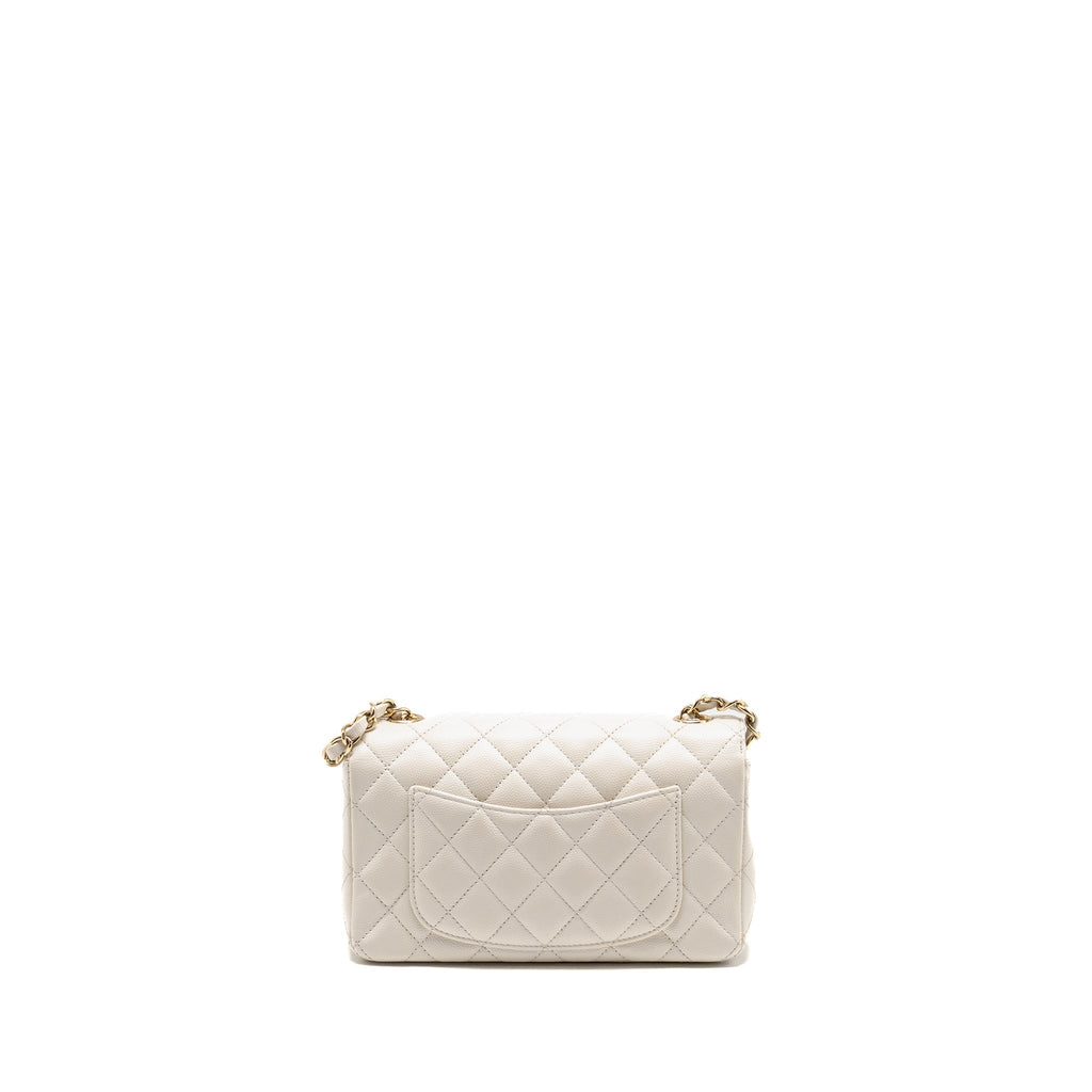 CHANEL MINI RECTANGULAR FLAP BAG CAVIAR WHITE LGHW