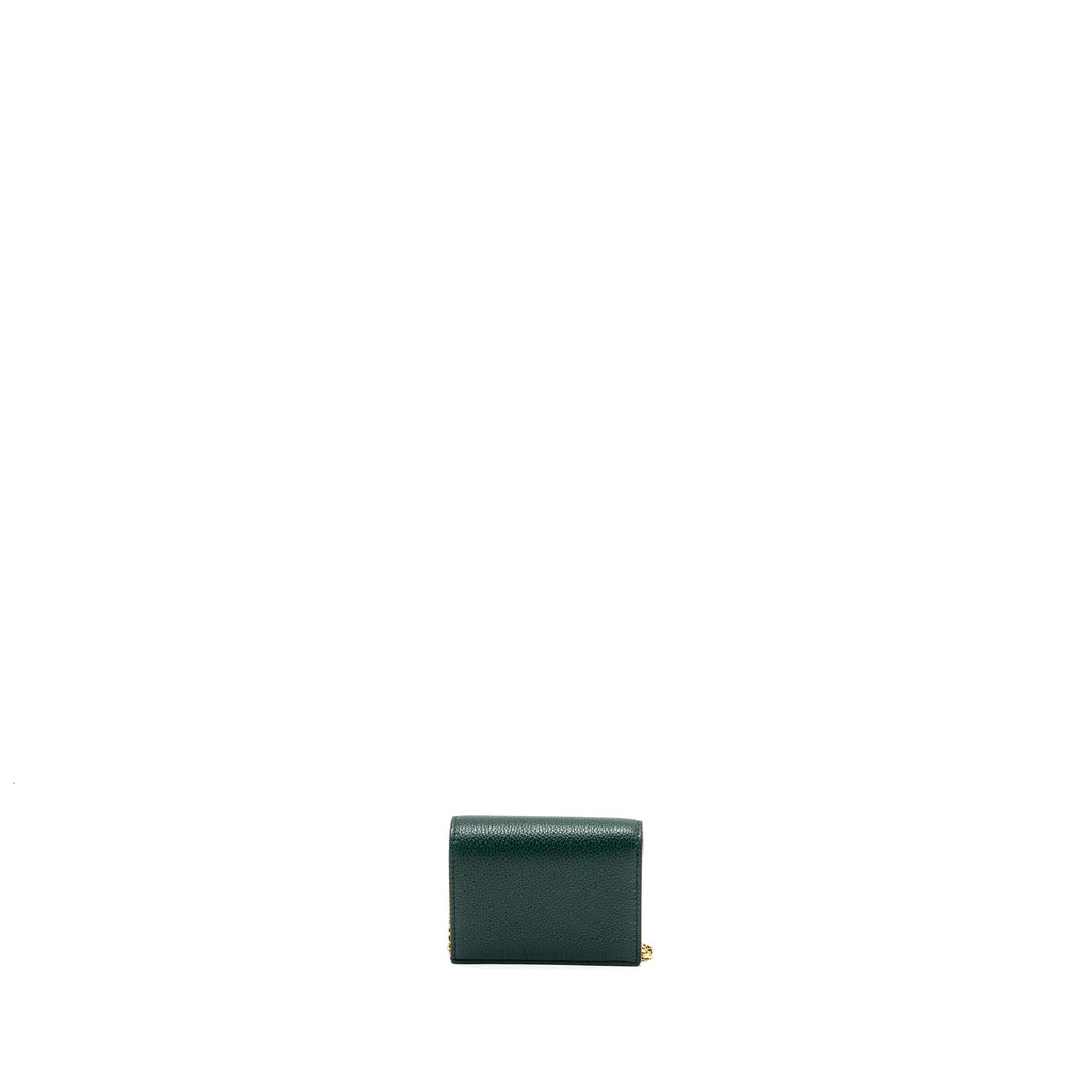 GUCCI ZUMI MINI WALLET WITH CHAIN CALFSKIN DARK GREEN GHW