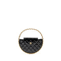 CHANEL ROUND CLUTCH PATENT LEATHER BLACK GHW (MICROCHIP)