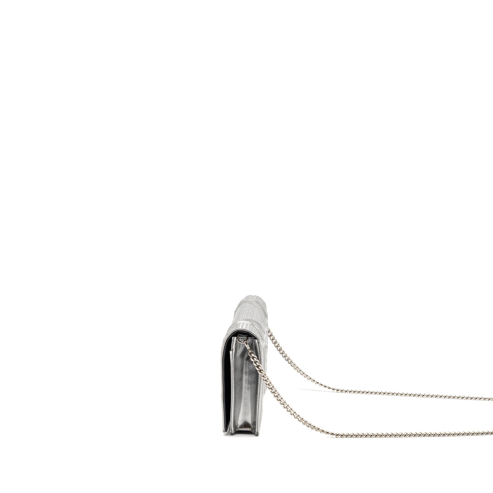 DIOR DIORAMA WALLET ON CHAIN CALFSKIN SILVER SHW