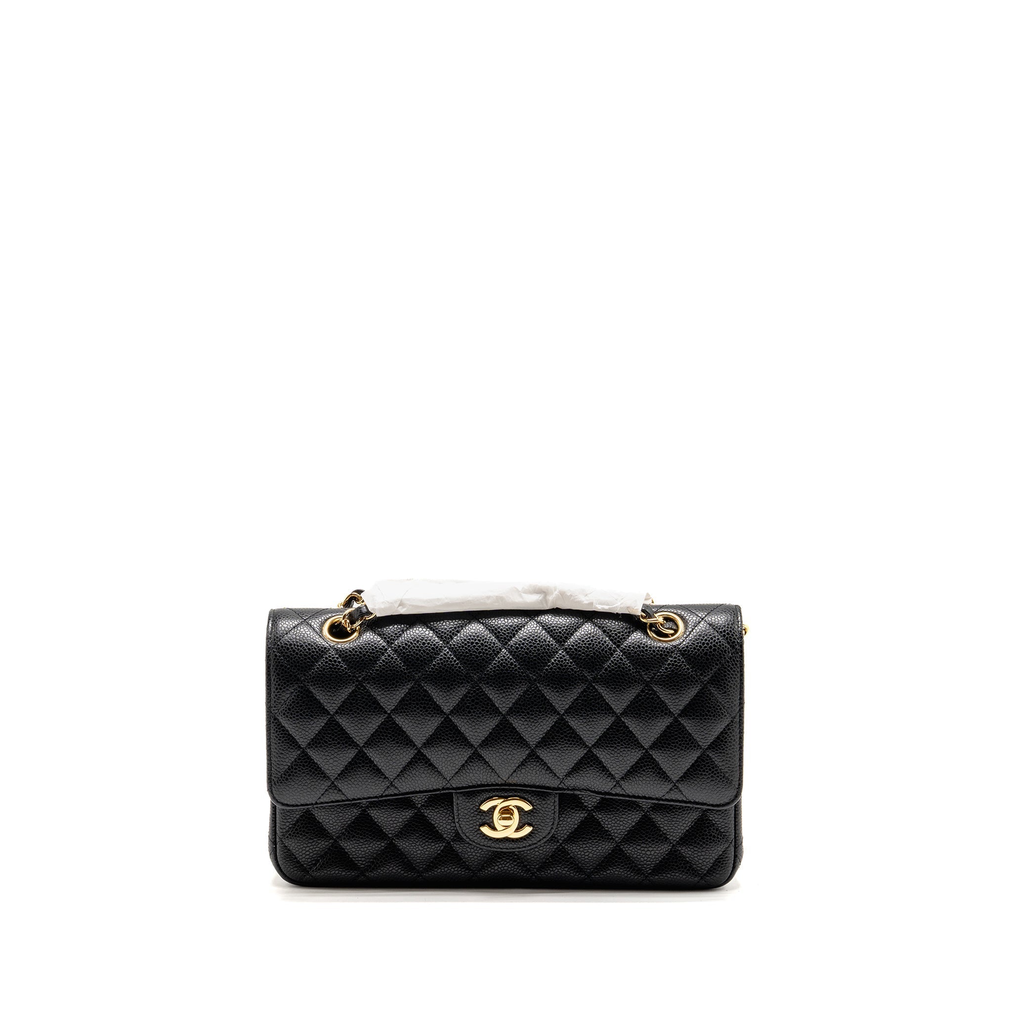 CHANEL MEDIUM CLASSIC DOUBLE FLAP BAG CAVIAR BLACK GHW