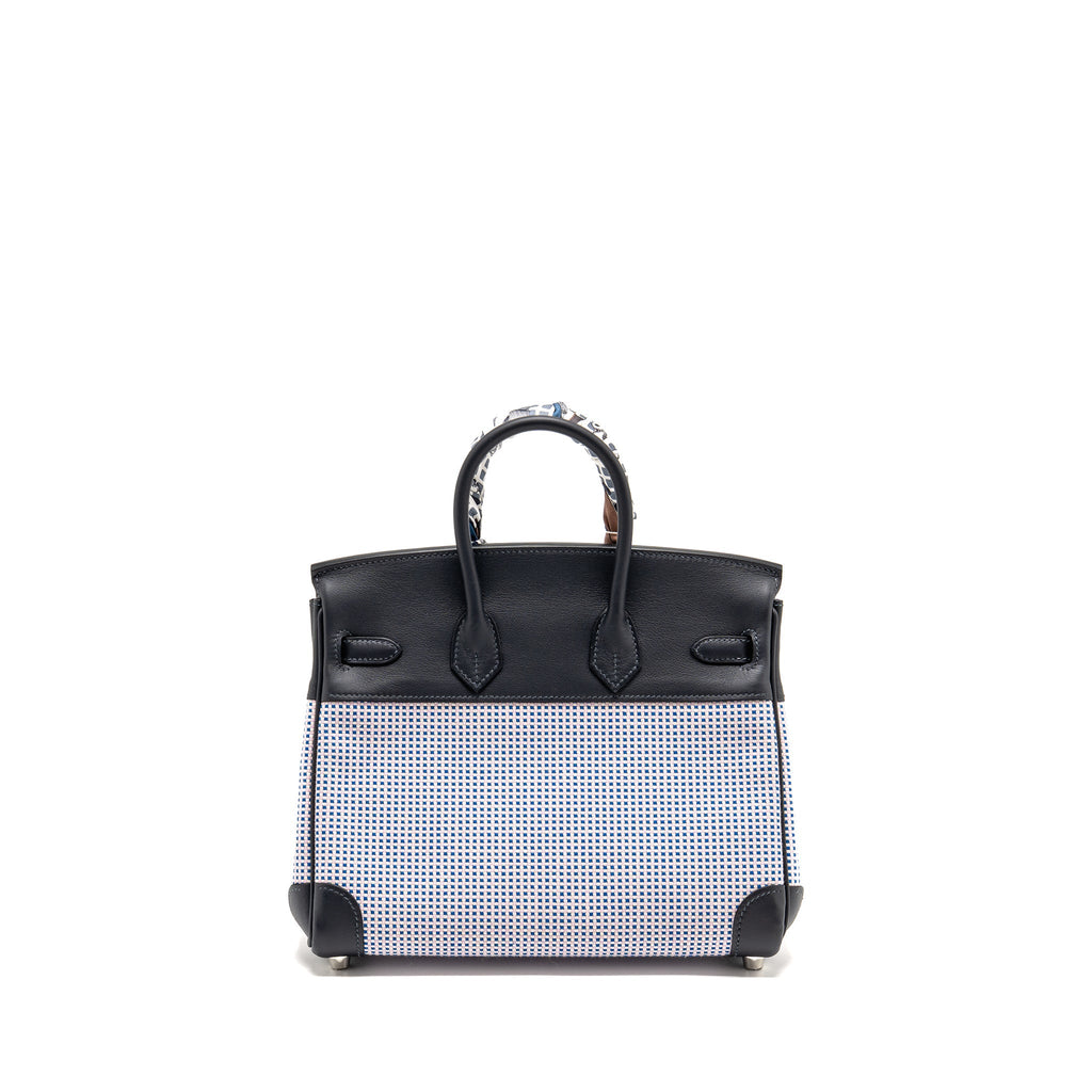 HERMES BIRKIN 25 TOILE QUADRILLE/SWIFT ECRU MAUVE/BLEU BILL/CABAN SHW