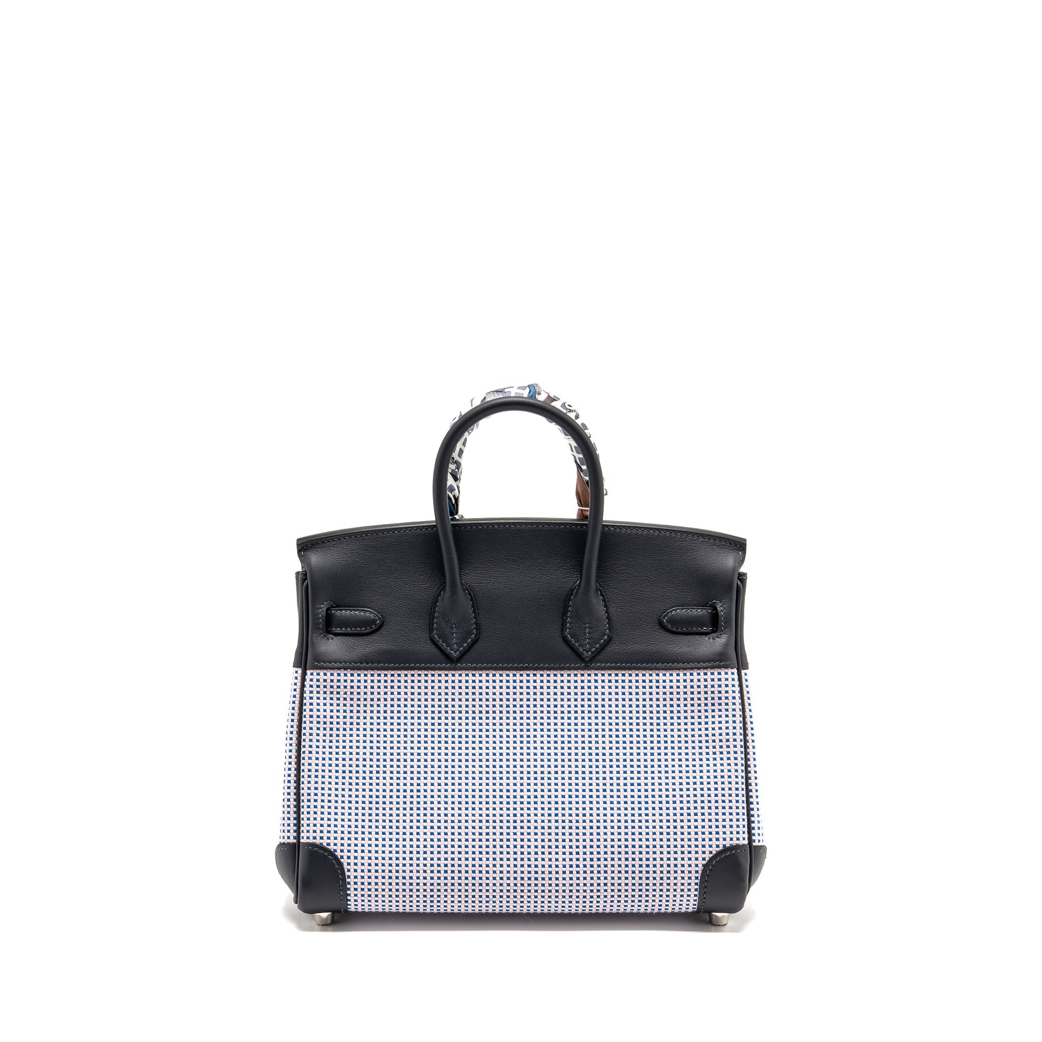 HERMES BIRKIN 25 TOILE QUADRILLE/SWIFT ECRU MAUVE/BLEU BILL/CABAN SHW