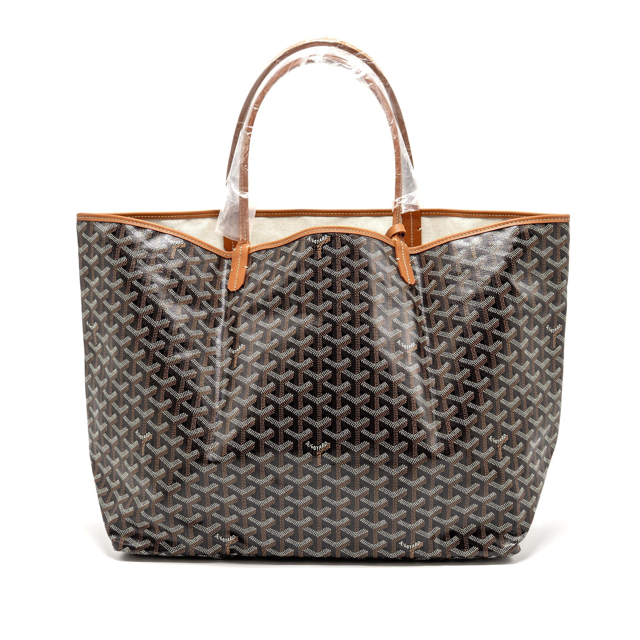 GOYARD SAINT LOUIS GM TOTE BAG GOYARDINE CANVAS/LEATHER BLACK/BROWN SHW