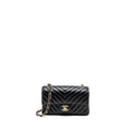 CHANEL MINI RECTANGULAR FLAP BAG CHEVRON LAMBSKIN BLACK LGHW
