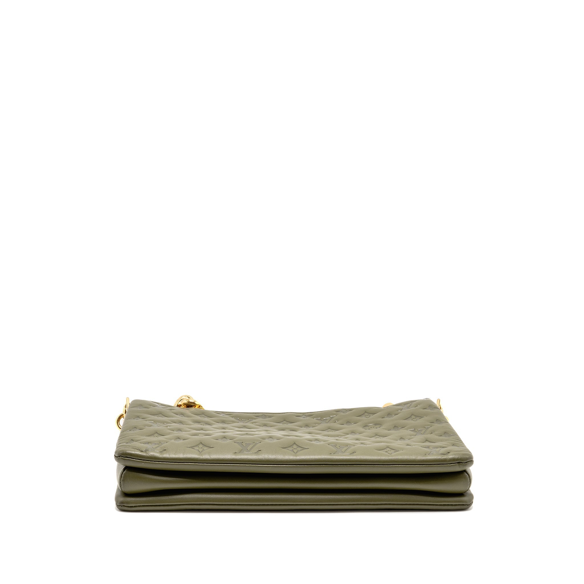 LOUIS VUITTON COUSSIN MM MONOGRAM-EMBOSSED PUFFY LAMBSKIN KHAKI GHW