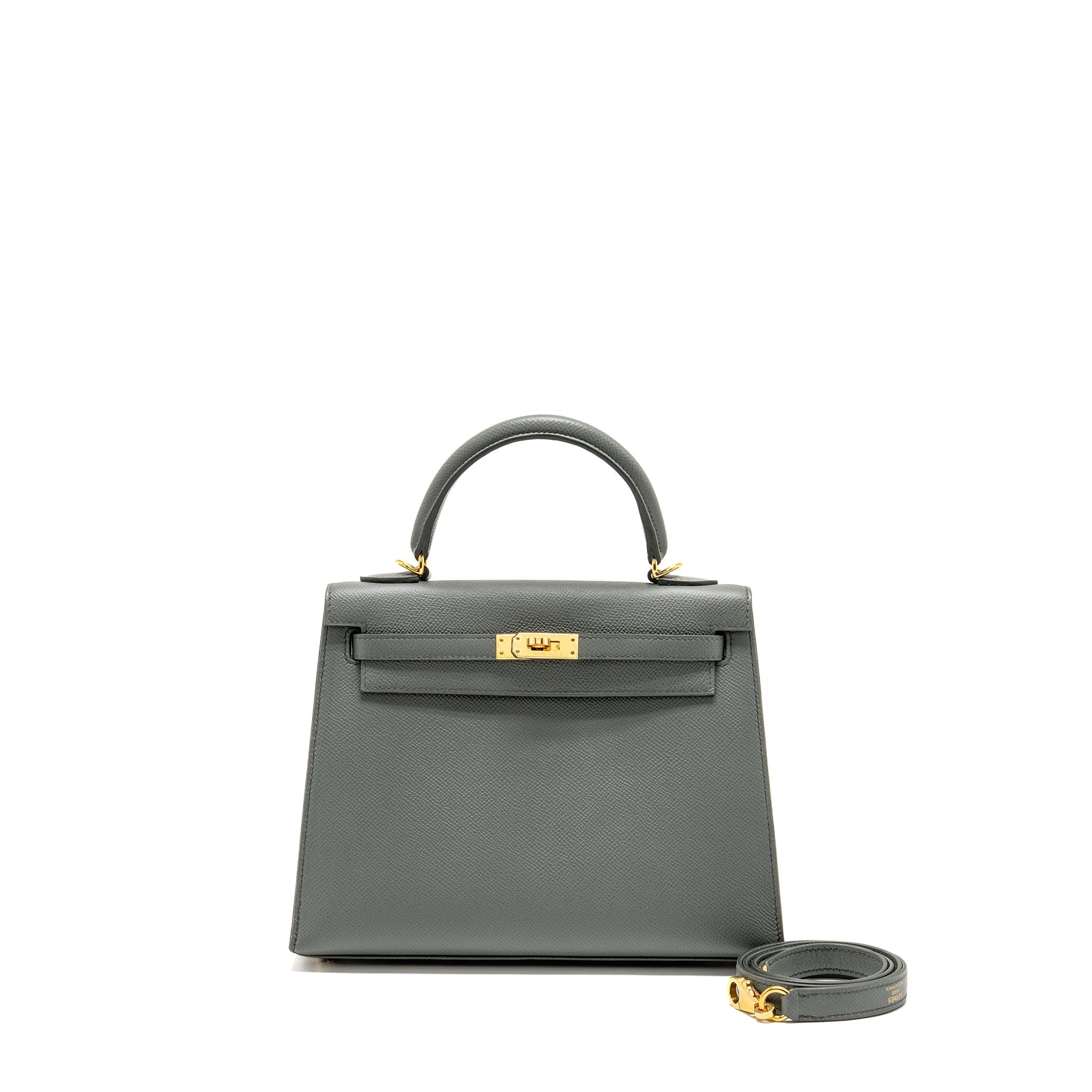 HERMES KELLY 25 EPSOM VERT AMANDE GHW