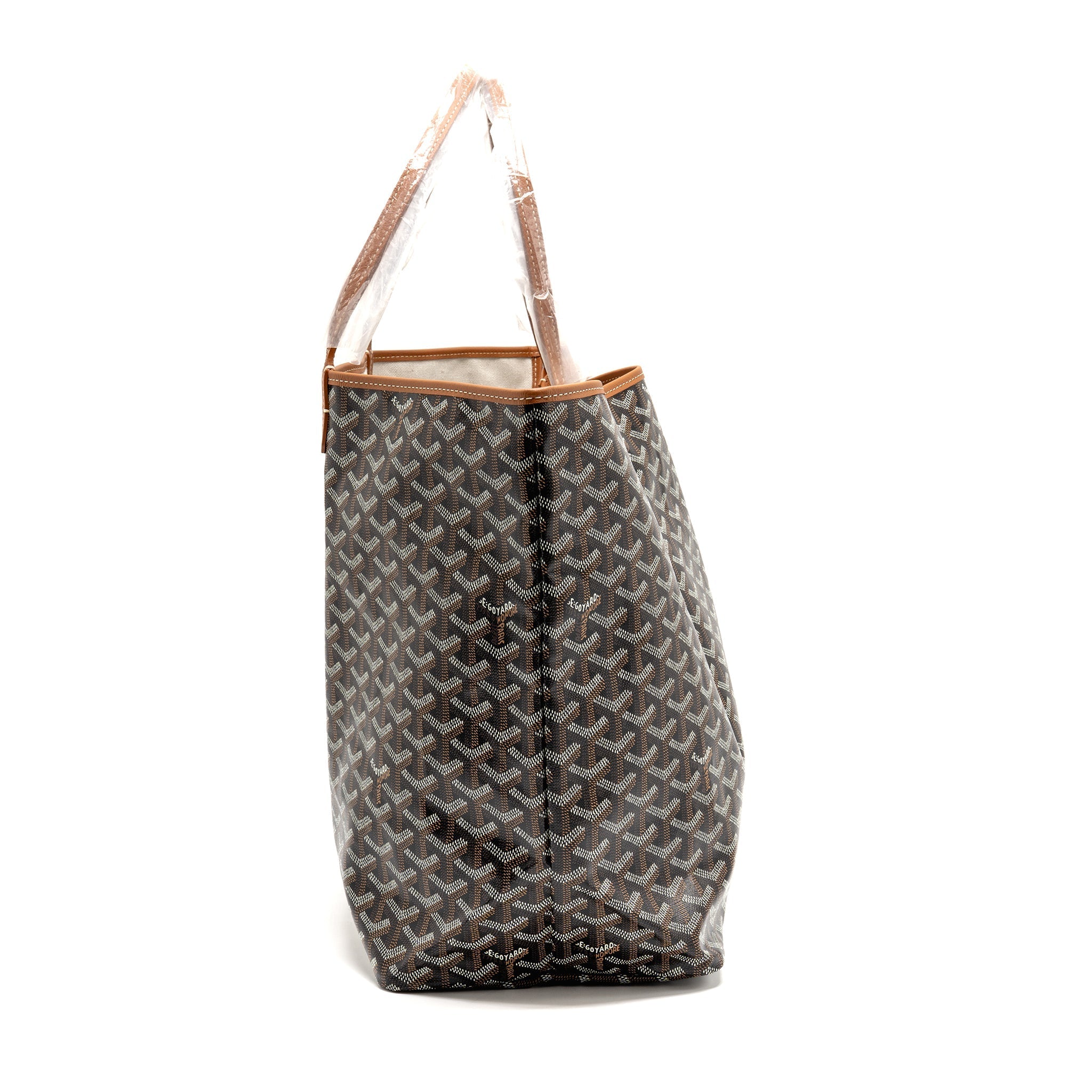 GOYARD SAINT LOUIS GM TOTE BAG GOYARDINE CANVAS/LEATHER BLACK/BROWN SHW