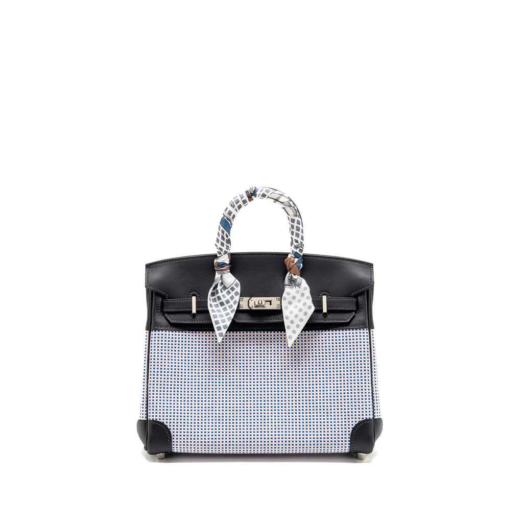 HERMES BIRKIN 25 TOILE QUADRILLE/SWIFT ECRU MAUVE/BLEU BILL/CABAN SHW