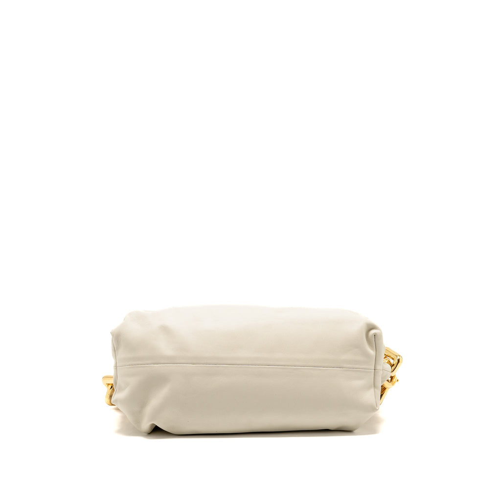 BOTTEGA VENETA CHAIN POUCH BAG CALFSKIN WHITE GHW