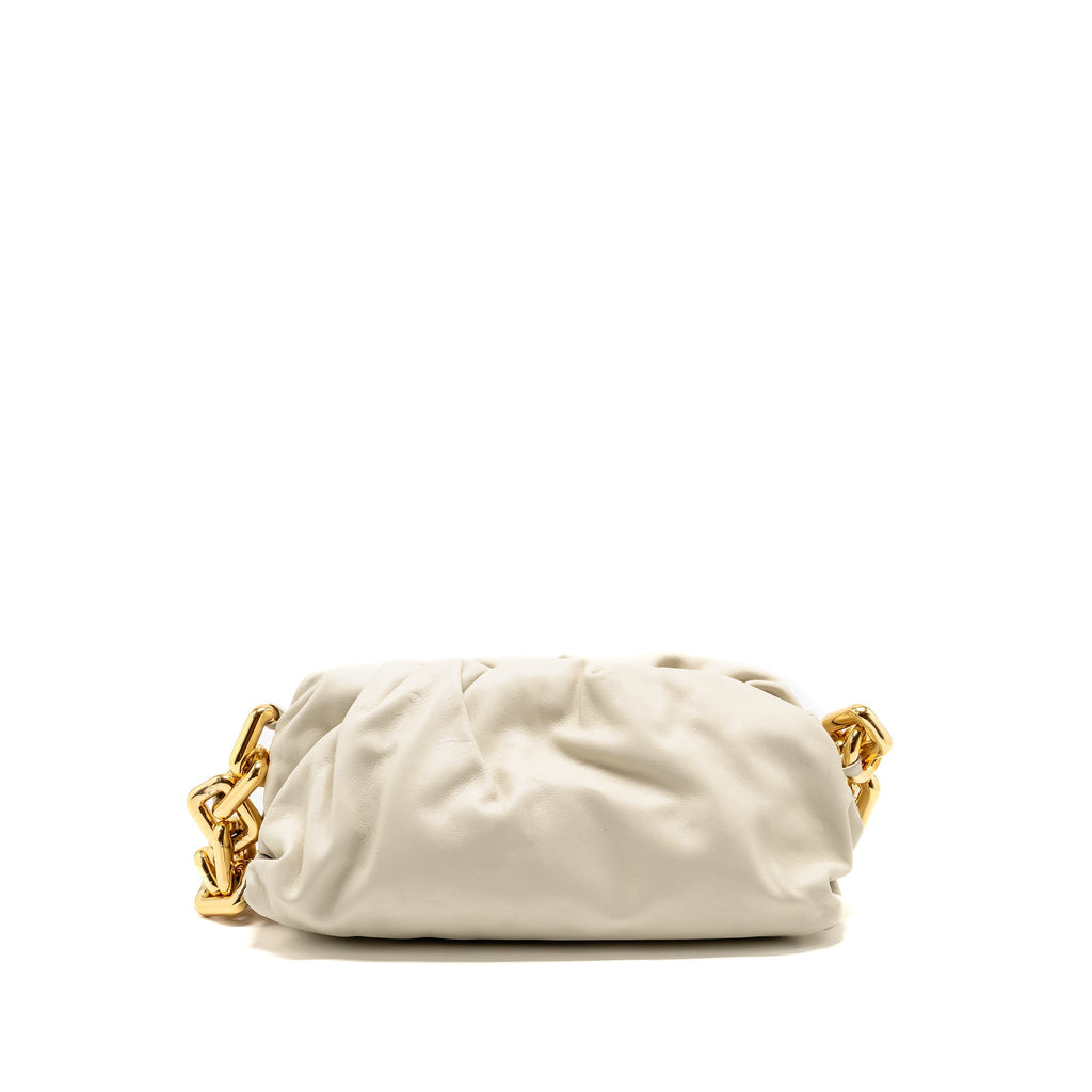 BOTTEGA VENETA CHAIN POUCH BAG CALFSKIN WHITE GHW