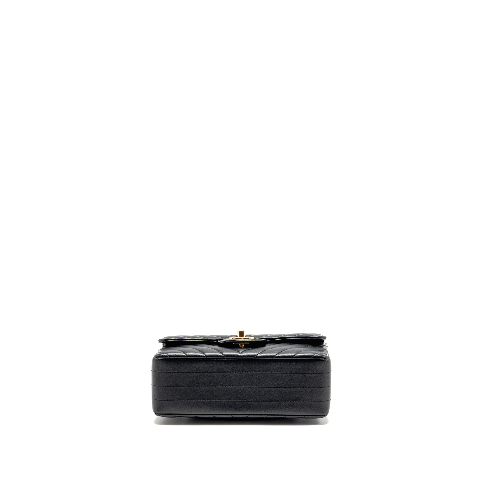 CHANEL MINI RECTANGULAR FLAP BAG CHEVRON LAMBSKIN BLACK LGHW