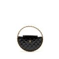 CHANEL 23K HOOP BAG PATENT LEATHER BLACK GHW (MICROCHIP)