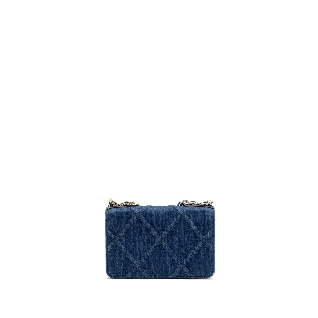 CHANEL 19 WALLET ON CHAIN DENIM DARK BLUE MULTICOLOUR HARDWARE (MICROCHIP)