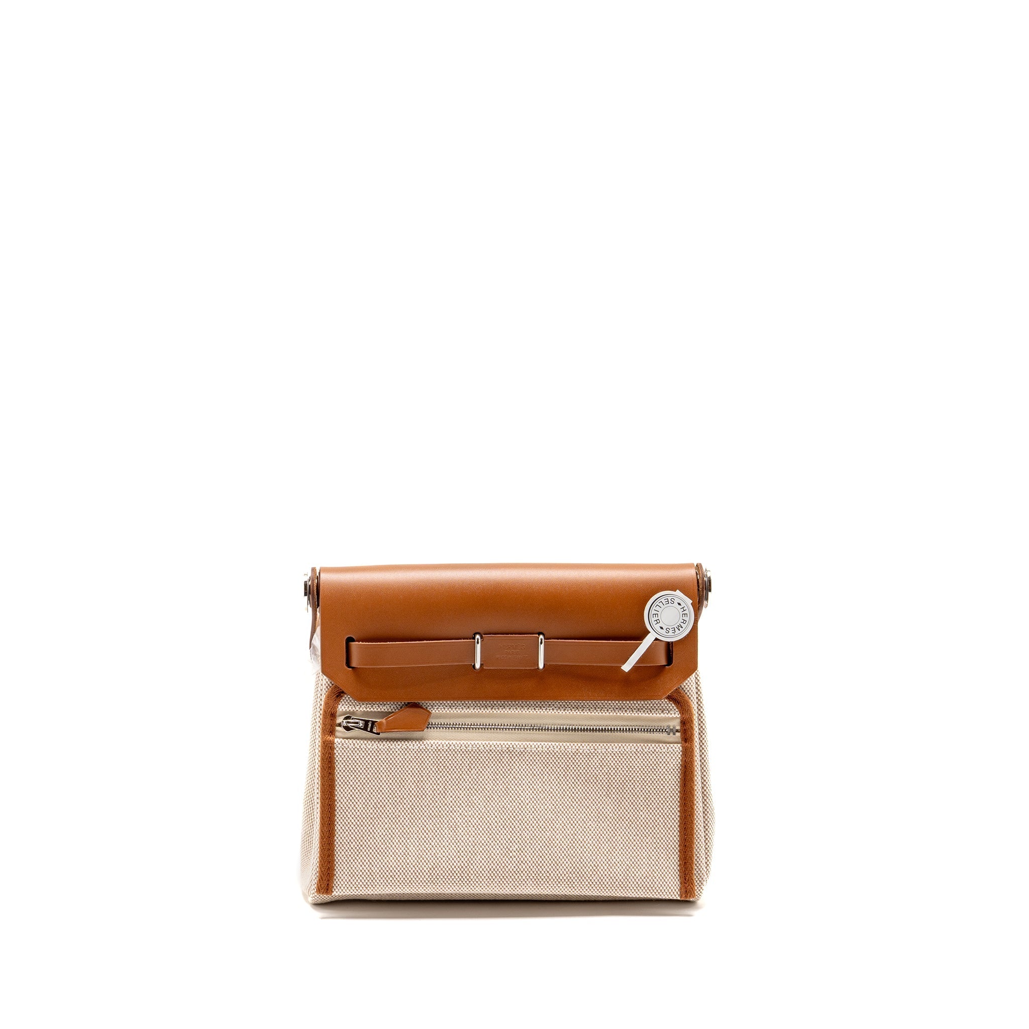 HERMES HERBAG MINI CANVAS/COWHIDE BEIGE/FAUVE SHW
