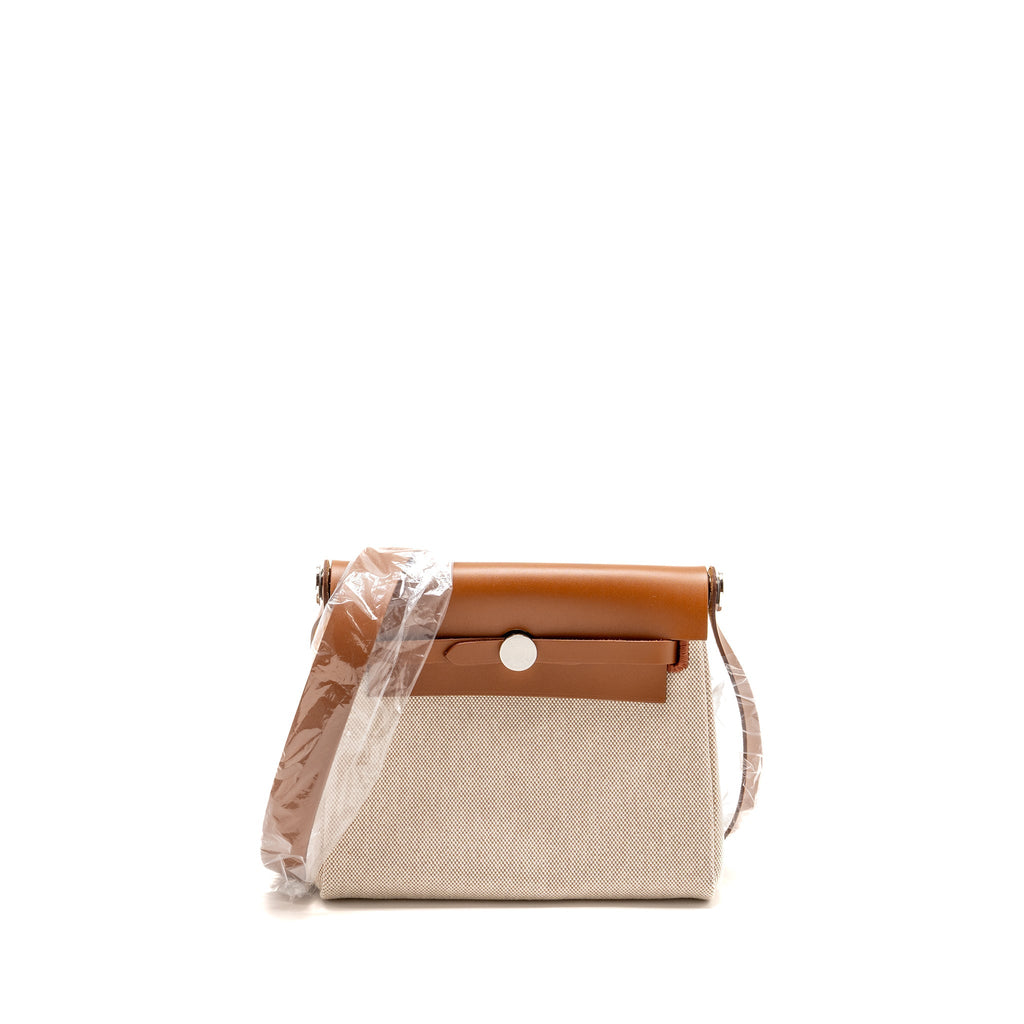 HERMES HERBAG MINI CANVAS/COWHIDE BEIGE/FAUVE SHW