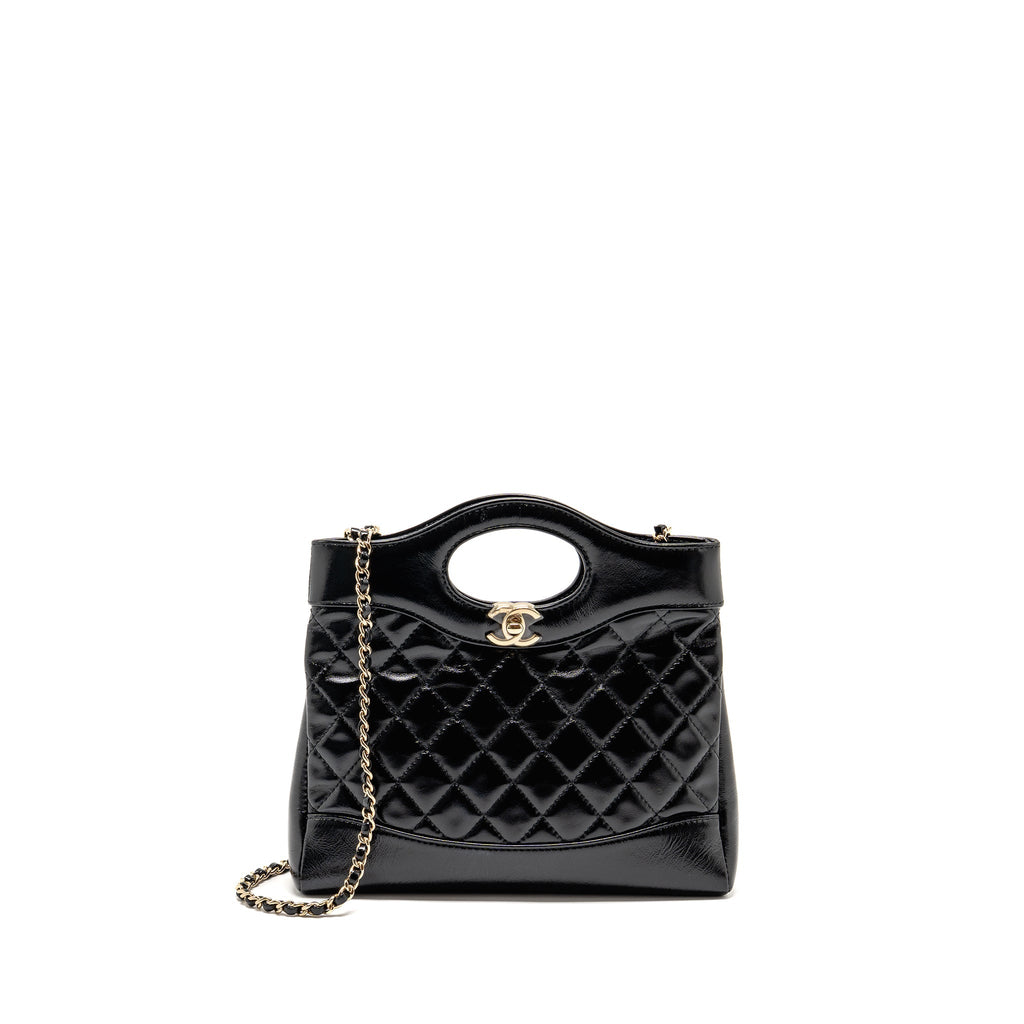 CHANEL MINI 31 BAG SHINY CALFSKIN BLACK LGHW (MICROCHIP)