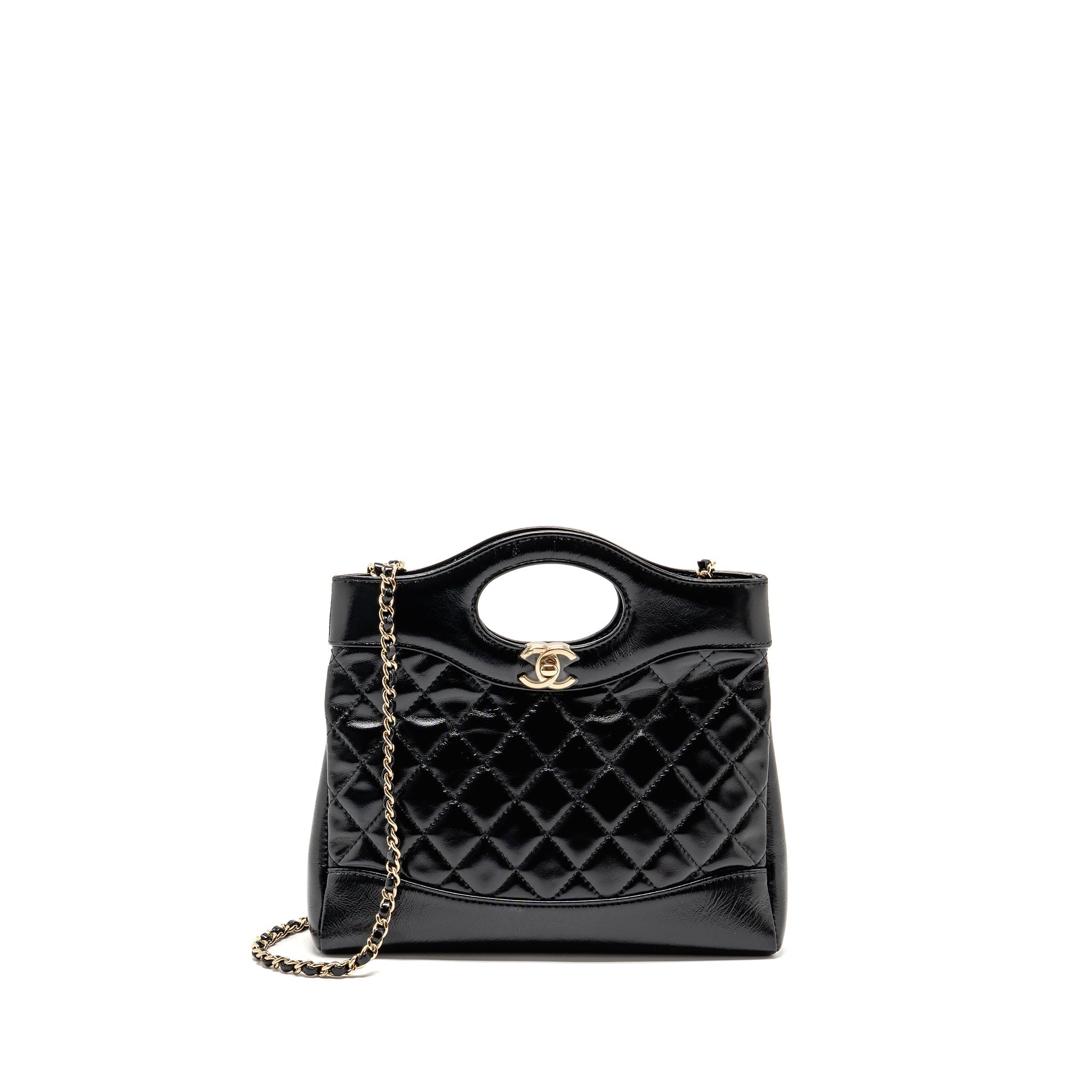 CHANEL MINI 31 BAG SHINY CALFSKIN BLACK LGHW (MICROCHIP)