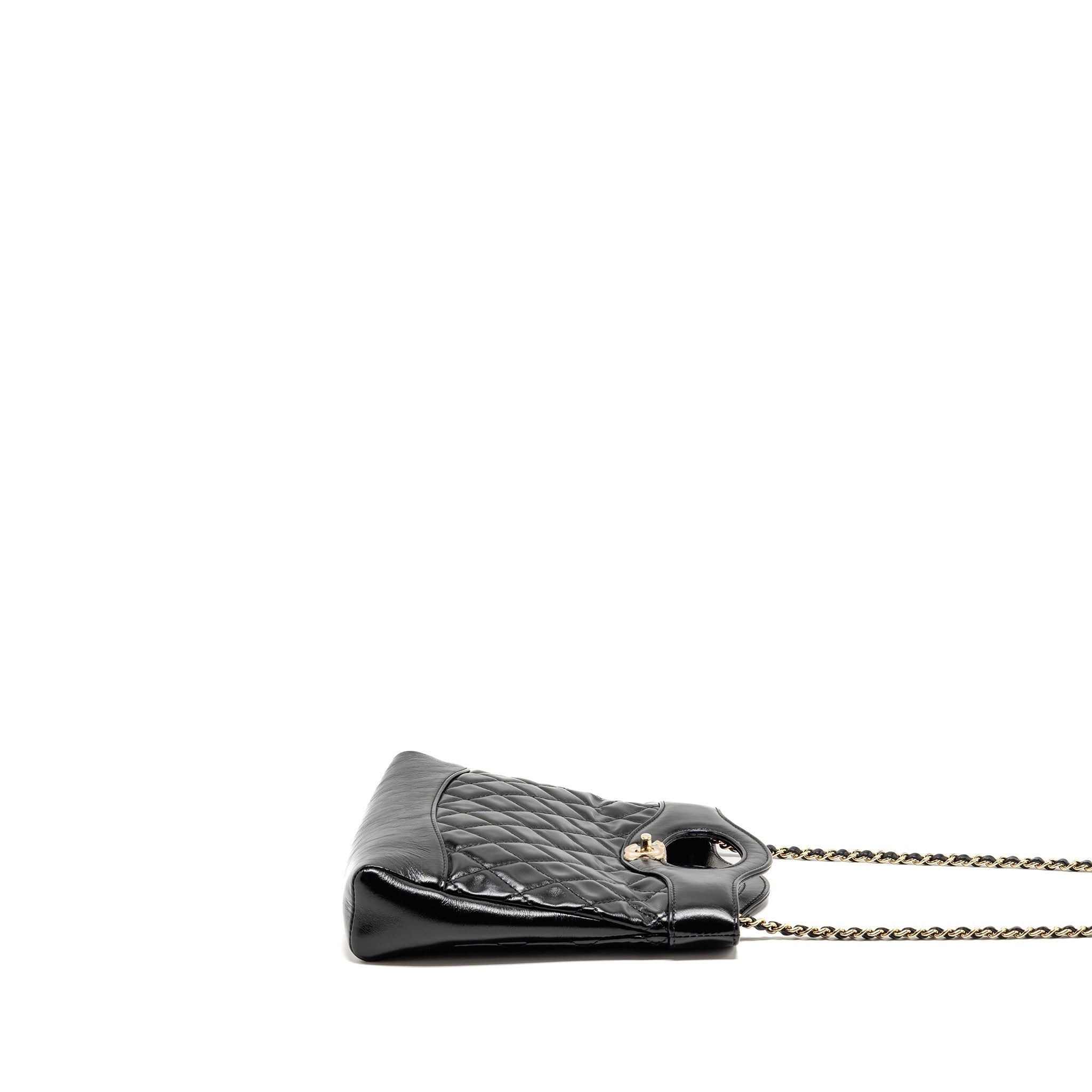CHANEL MINI 31 BAG SHINY CALFSKIN BLACK LGHW (MICROCHIP)