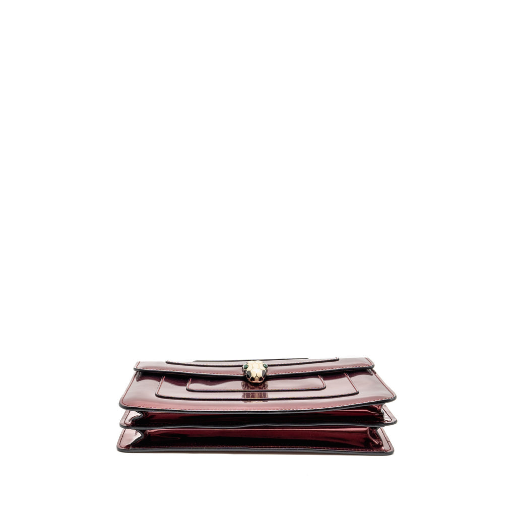 BVLGARI SERPENTI FOREVER BAG PATENT CALFSKIN DARK PINK LGHW