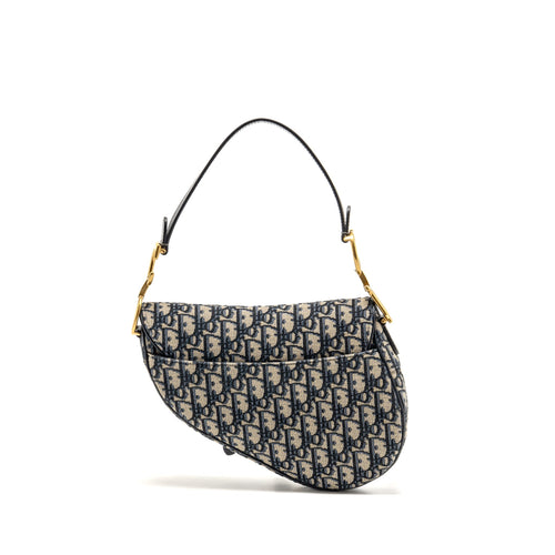 DIOR MEDIUM SADDLE BAG BLUE OBLIQUE CANVAS GHW