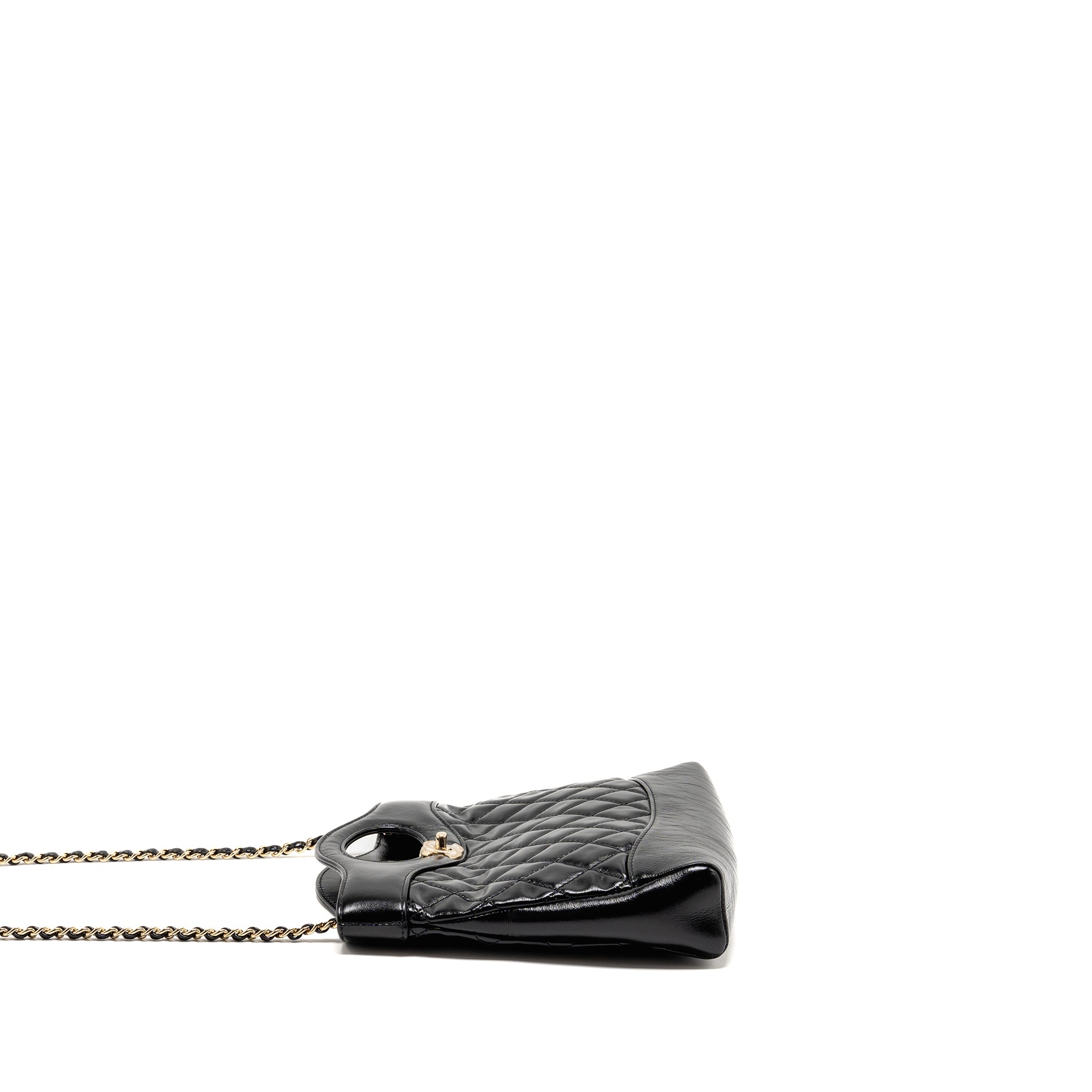 CHANEL MINI 31 BAG SHINY CALFSKIN BLACK LGHW (MICROCHIP)