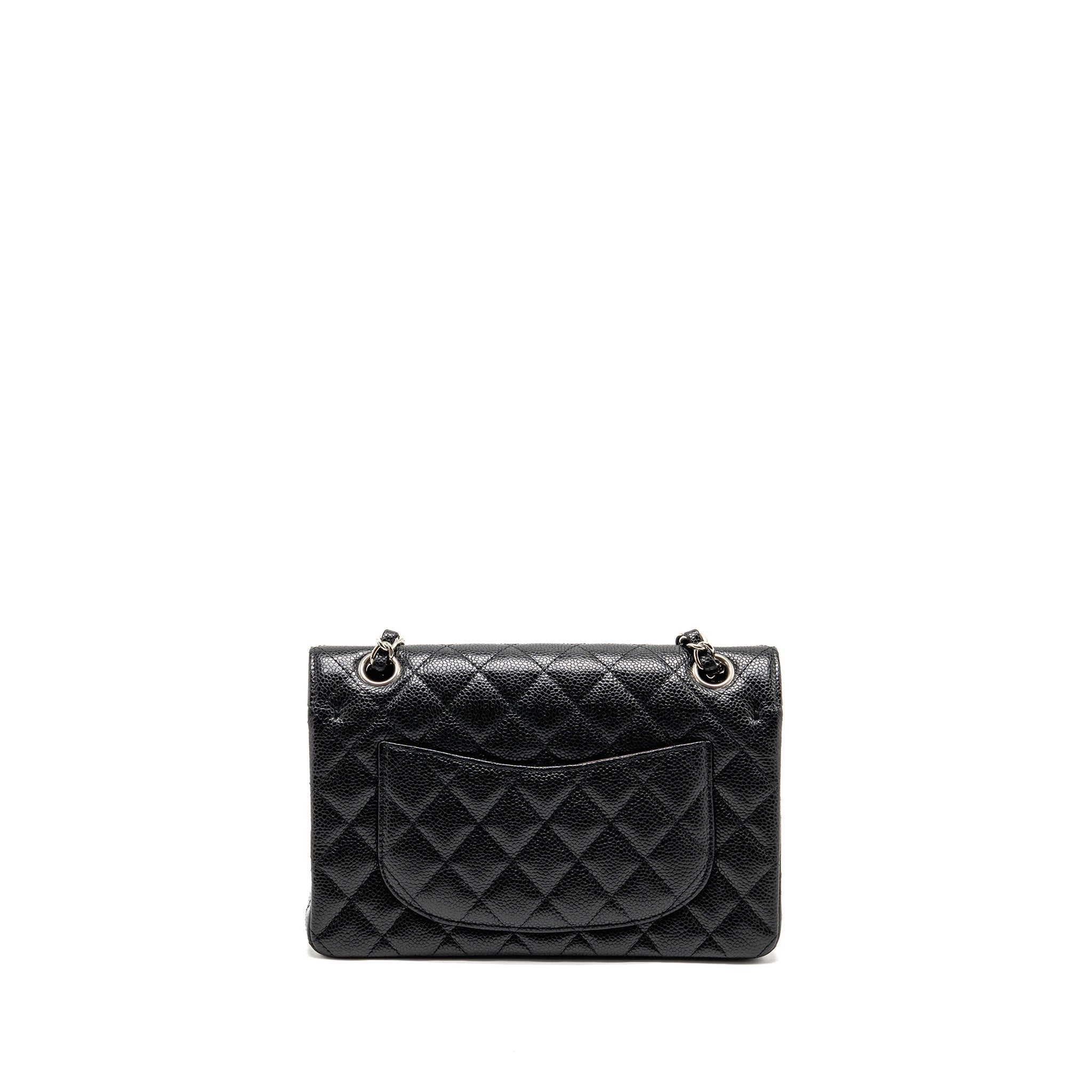 CHANEL SMALL CLASSIC DOUBLE FLAP BAG CAVIAR BLACK SHW