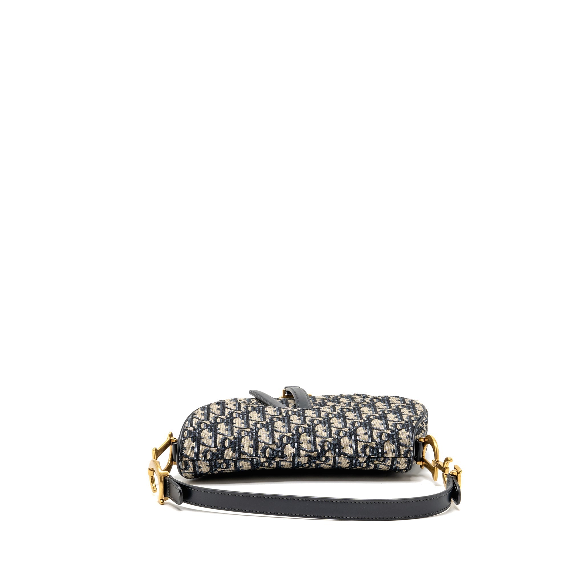 DIOR MEDIUM SADDLE BAG BLUE OBLIQUE CANVAS GHW