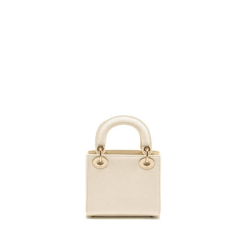 DIOR MINI LADY DIOR LIZARD WHITE LGHW