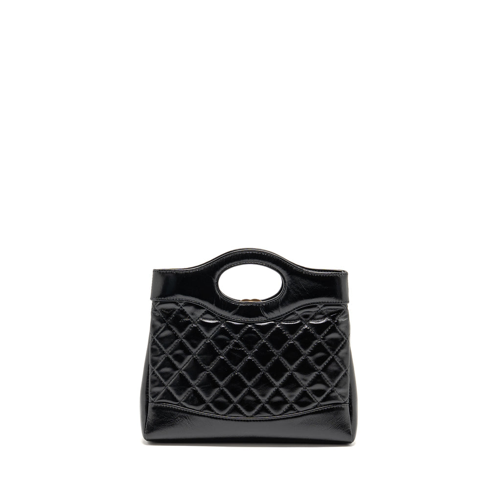 CHANEL MINI 31 BAG SHINY CALFSKIN BLACK LGHW (MICROCHIP)