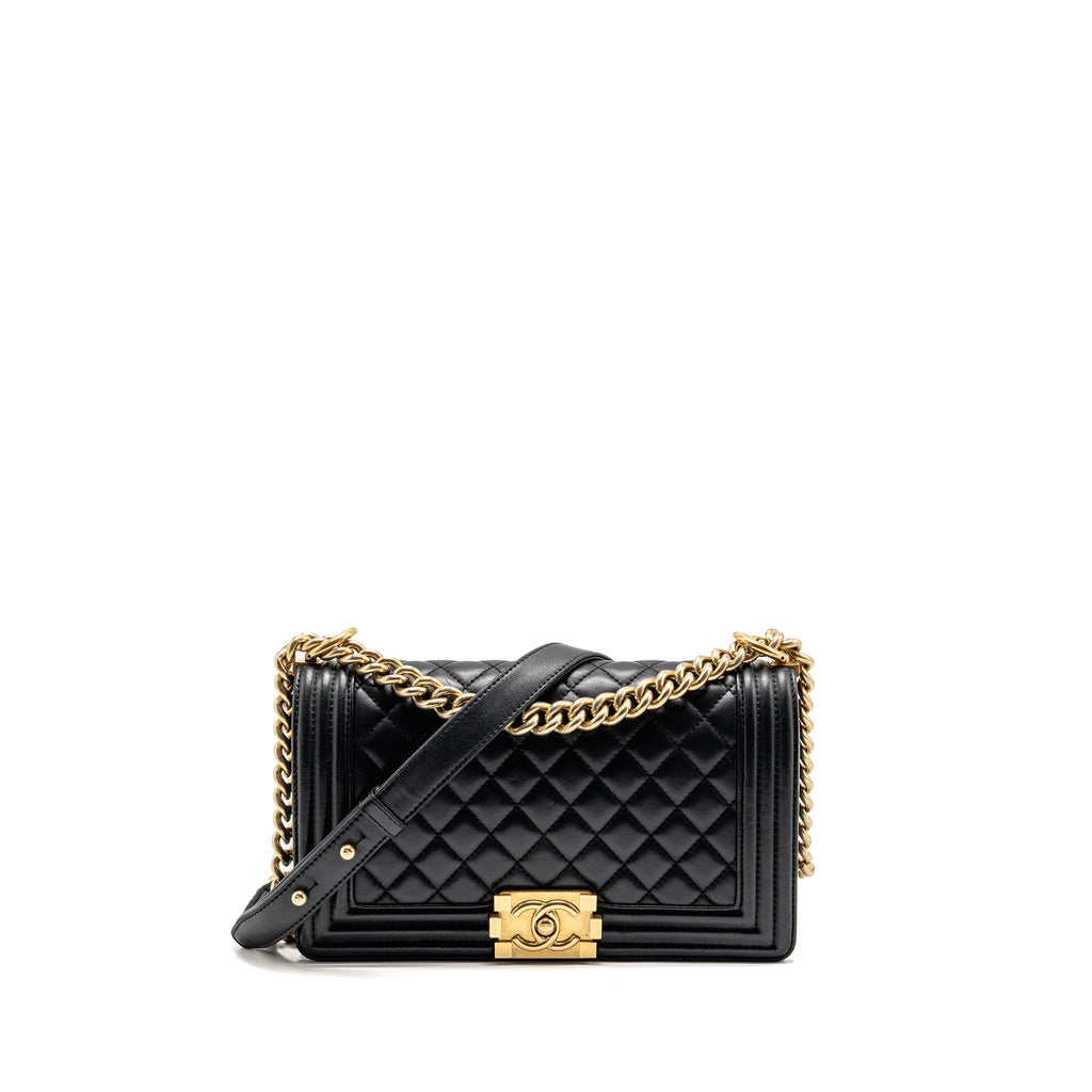 CHANEL MEDIUM BOY BAG LAMBSKIN BLACK GHW