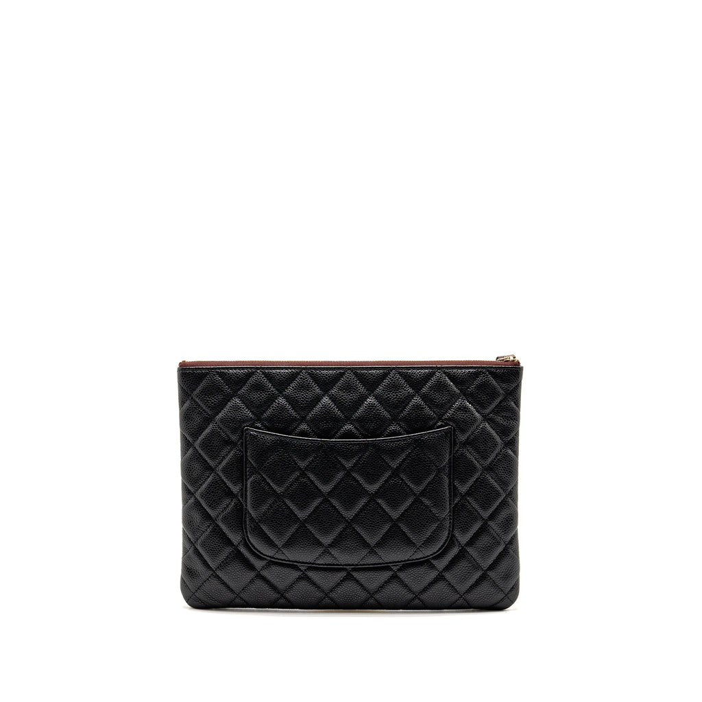 CHANEL CLASSIC ZIPPED POUCH CAVIAR BLACK LGHW