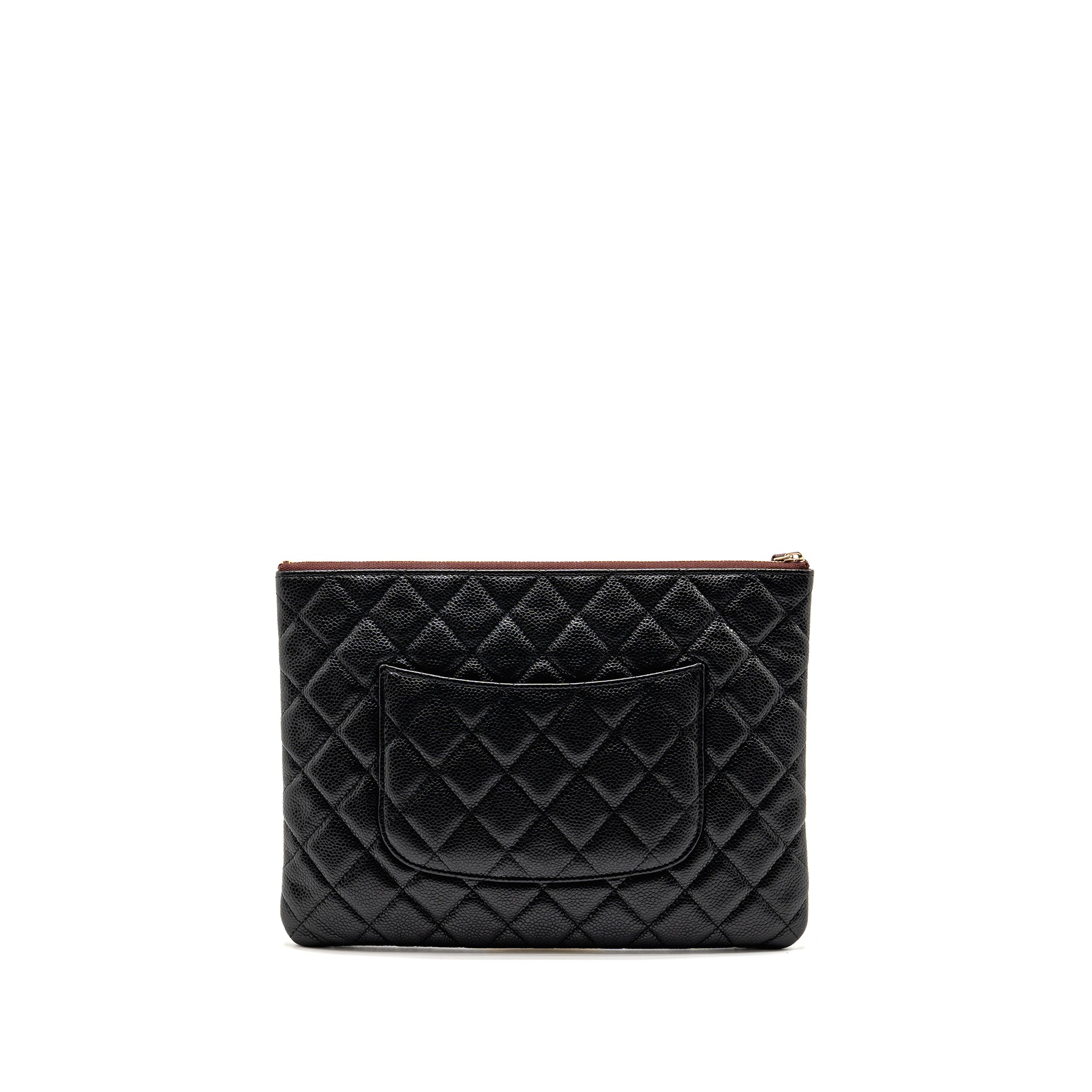 CHANEL CLASSIC ZIPPED POUCH CAVIAR BLACK LGHW