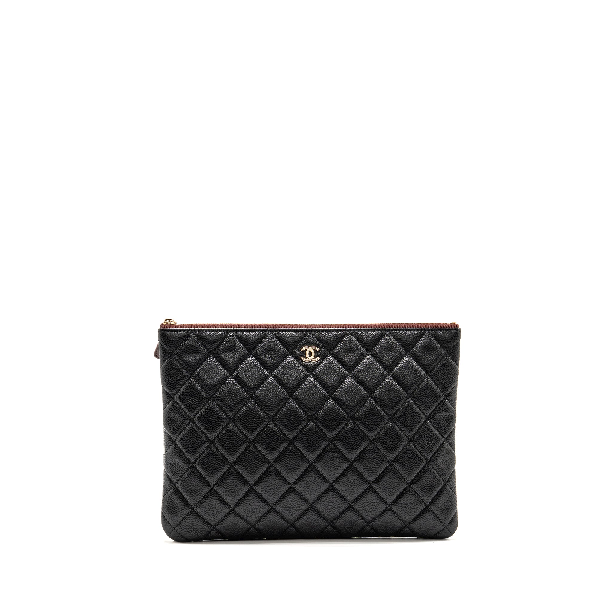 CHANEL CLASSIC ZIPPED POUCH CAVIAR BLACK LGHW