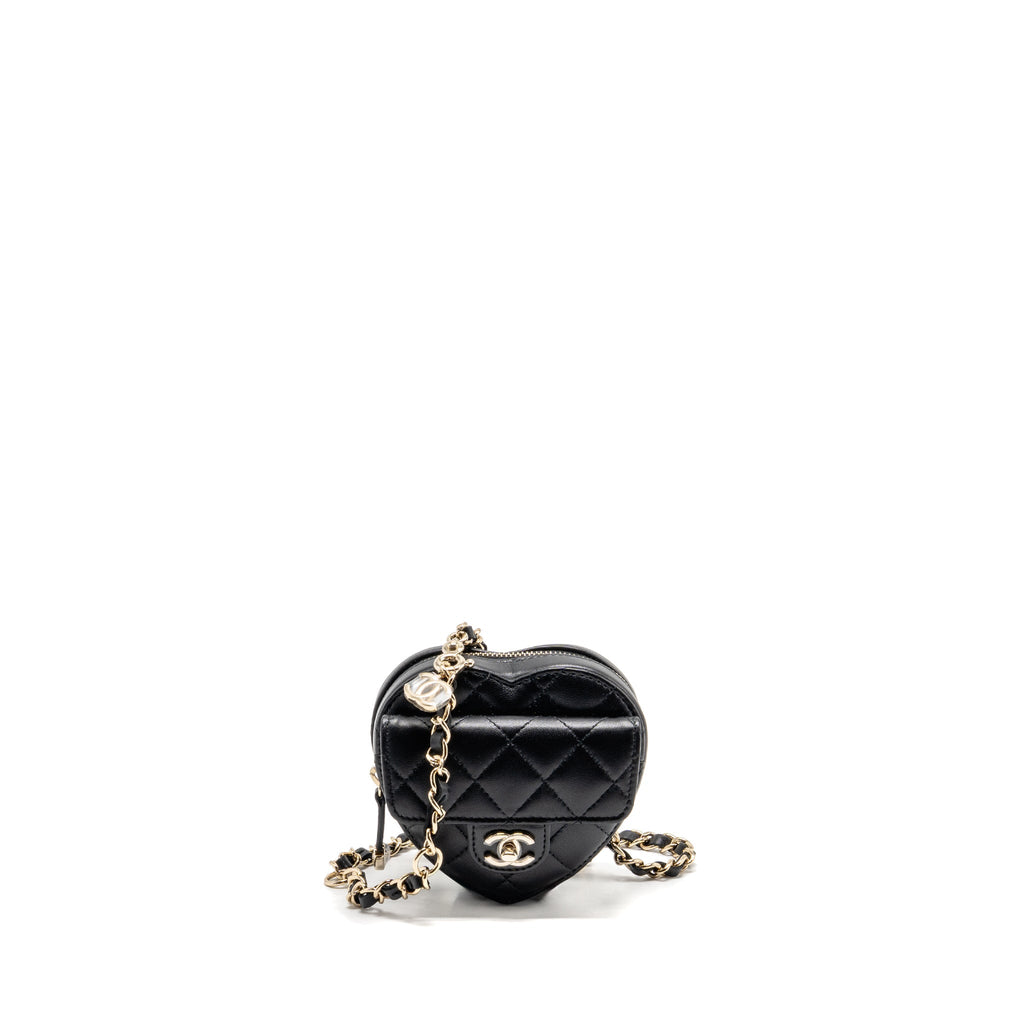 CHANEL 22S HEART BELT BAG LAMBSKIN BLACK LGHW