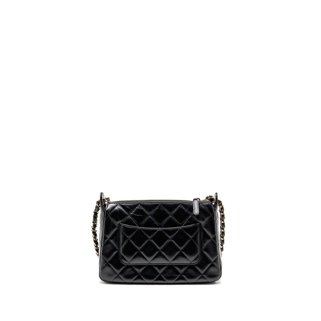 CHANEL 25C CAMERA BAG SHINY LAMBSKIN BLACK LGHW (MICROCHIP)