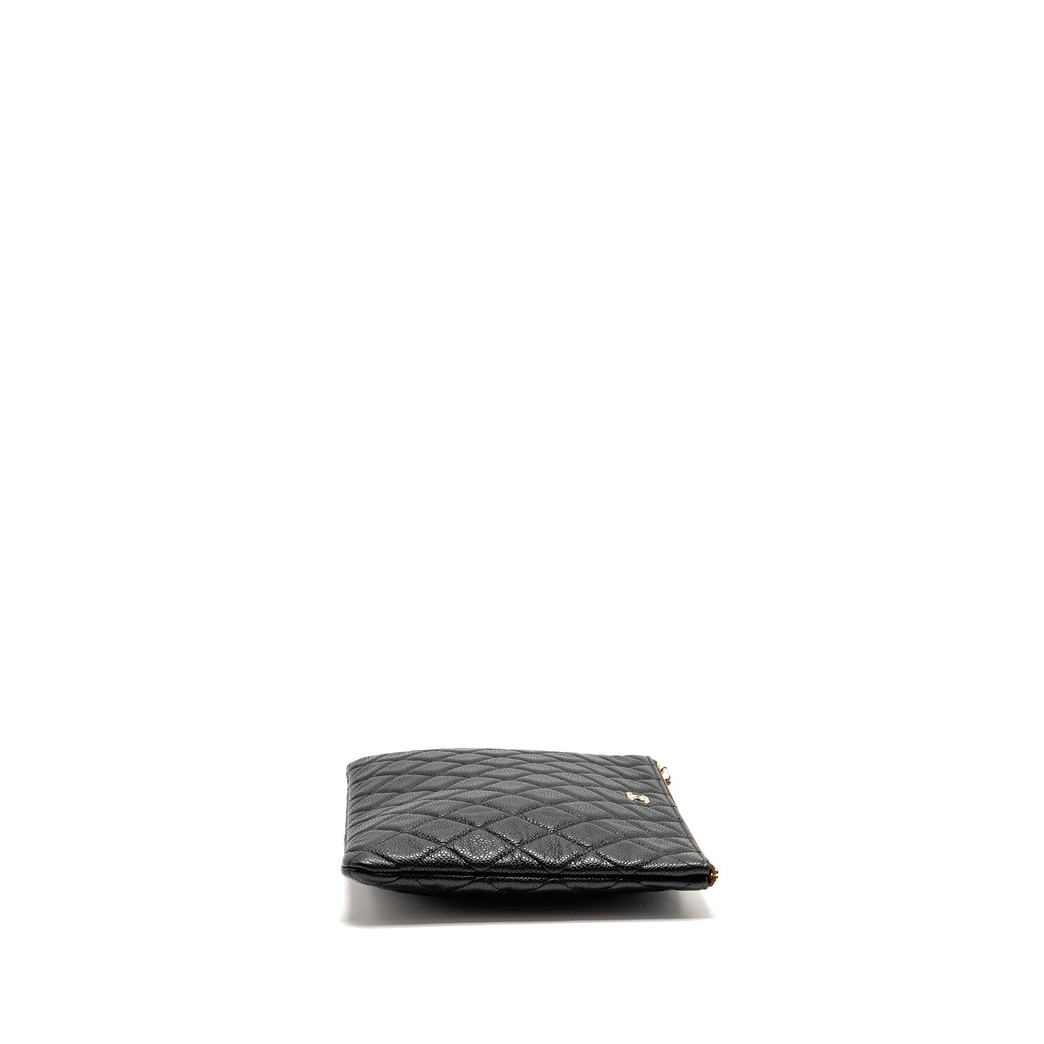CHANEL CLASSIC ZIPPED POUCH CAVIAR BLACK LGHW