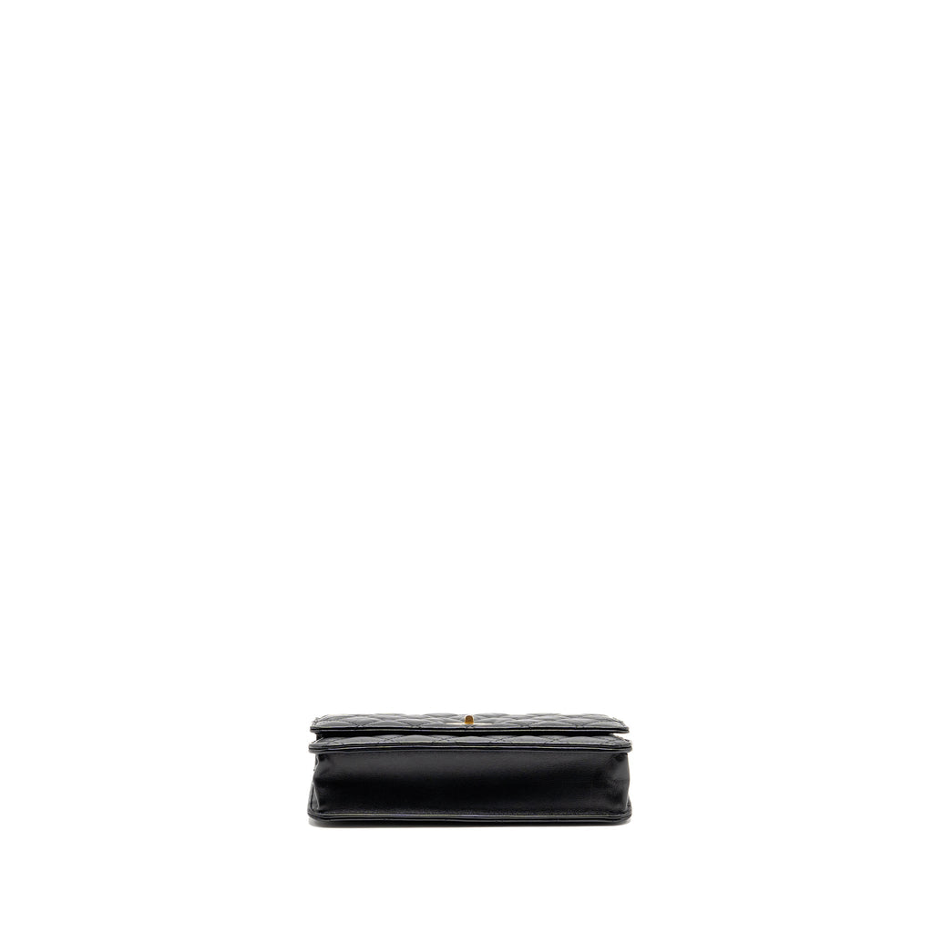 CHANEL 2.55 WALLET ON CHAIN AGED CALFSKIN BLACK BRUSHED GHW (MICROCHIP)