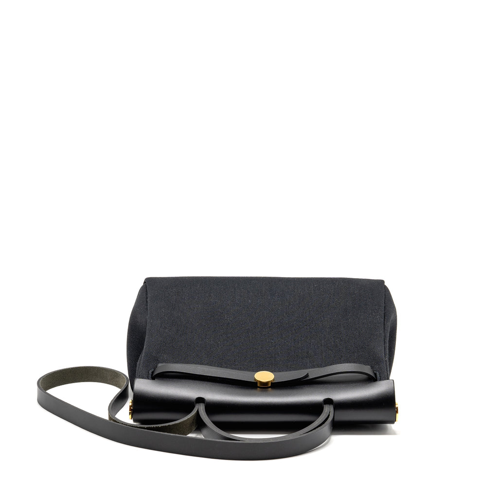 HERMES HERBAG 31 ZIP BAG CANVAS/ HUNTER LEATHER BLACK GHW