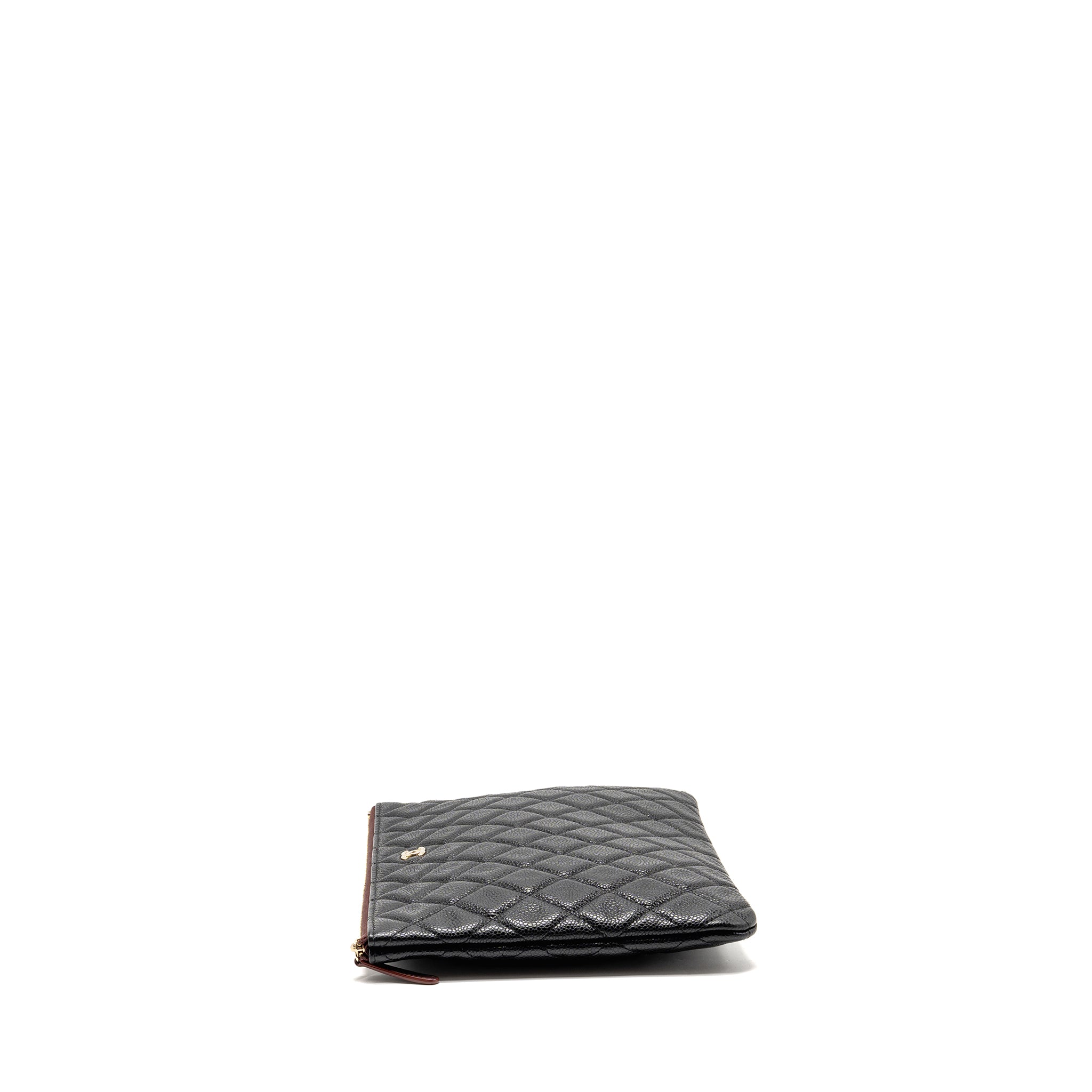 CHANEL CLASSIC ZIPPED POUCH CAVIAR BLACK LGHW