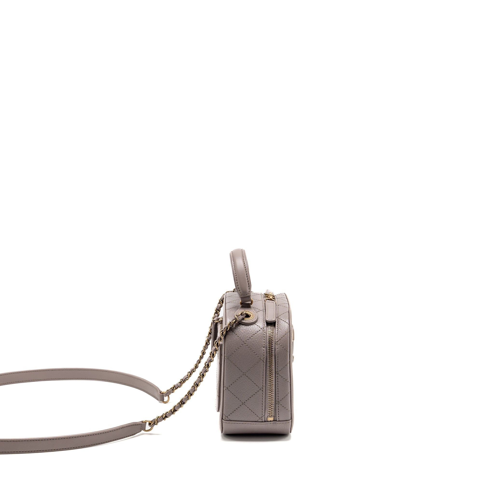 CHANEL COCO CURVE VANITY BAG WITH TOP HANDLE CALFSKIN GREY GHW